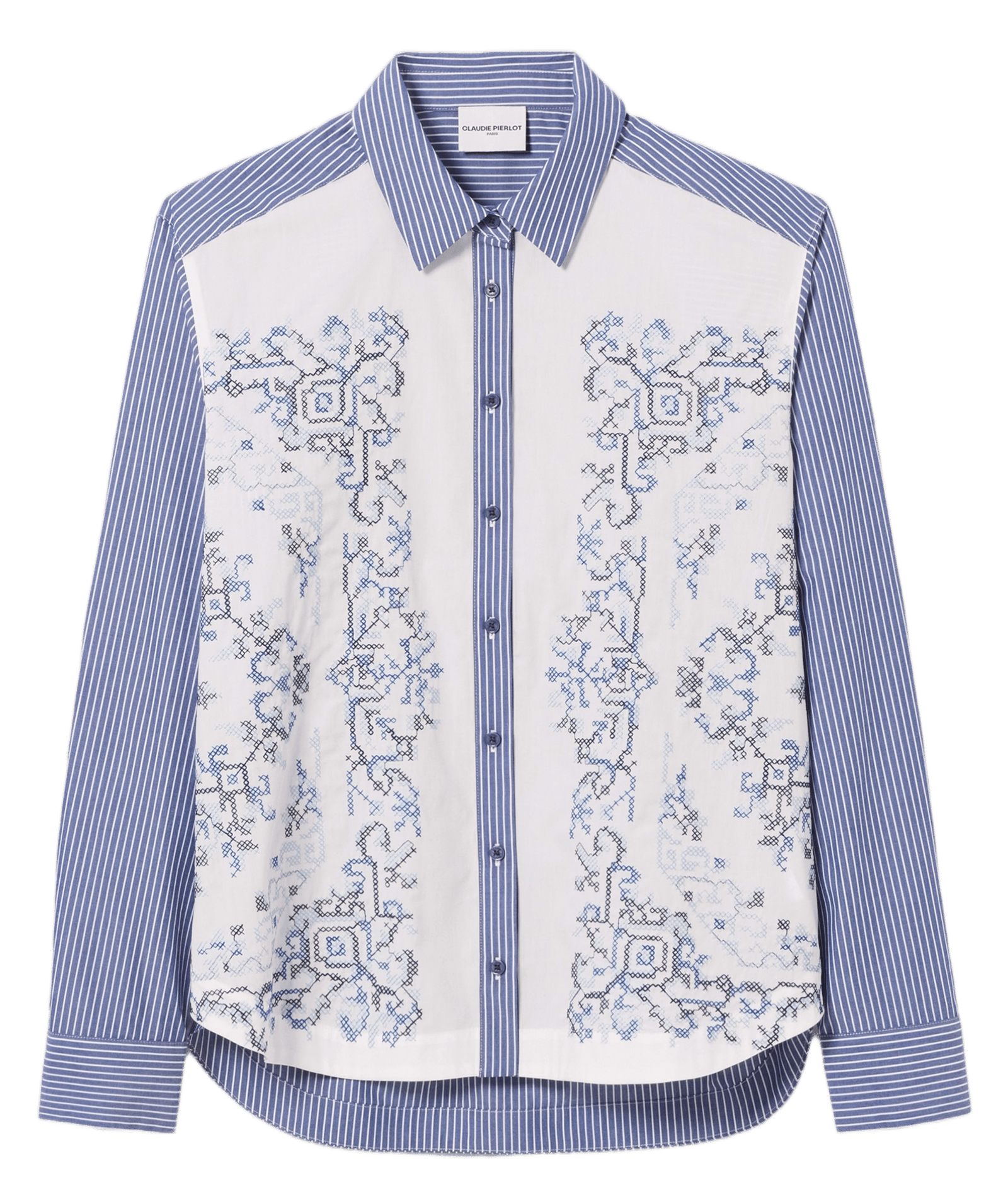 Chemise droite imprimée à détails rayés CLAUDIE PIERLOT Multicolore