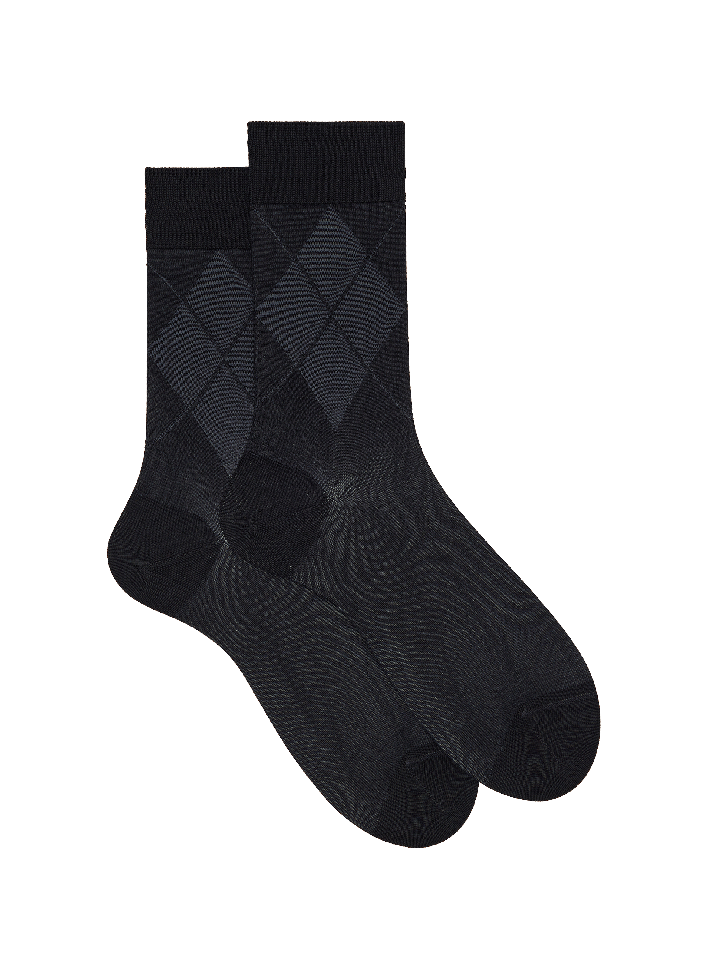 Mid-calf diamond patterned cotton blend socks DORÉ DORÉ Black