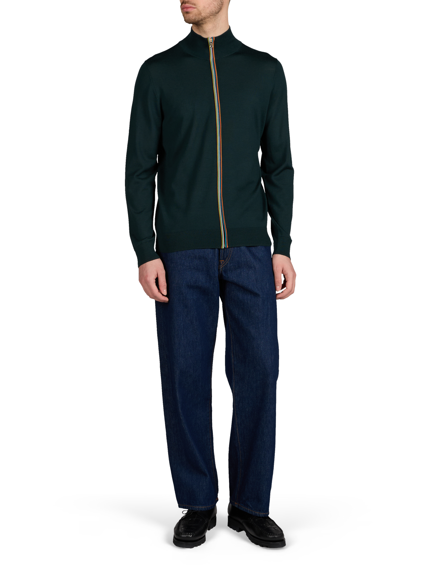 Merino wool high-neck zip-up sweater PAUL SMITH Green