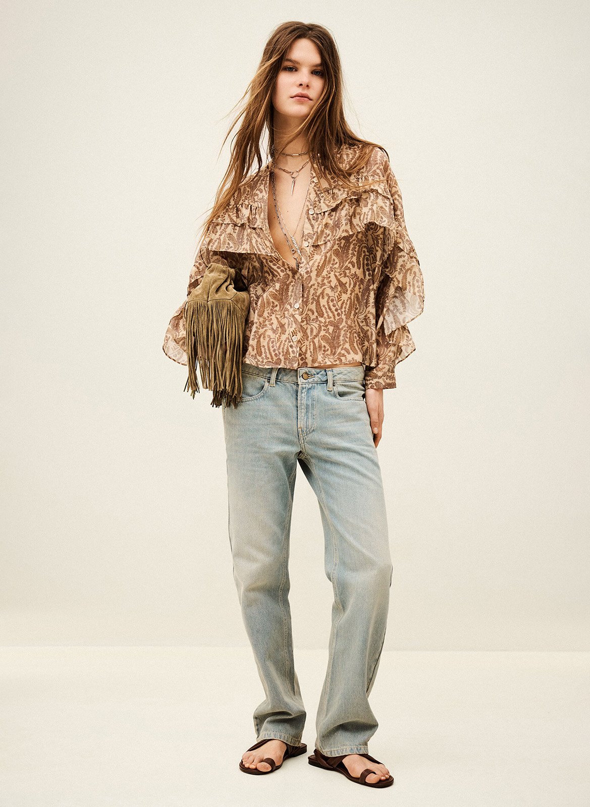 Blosue col rond imprimée tunella BA&SH Beige