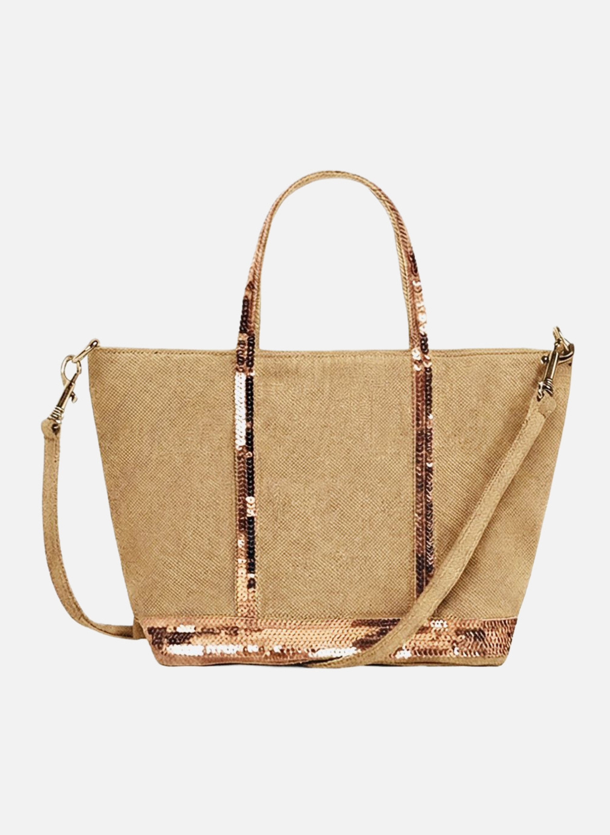 Cabas xs zippé en lin VANESSA BRUNO Marron