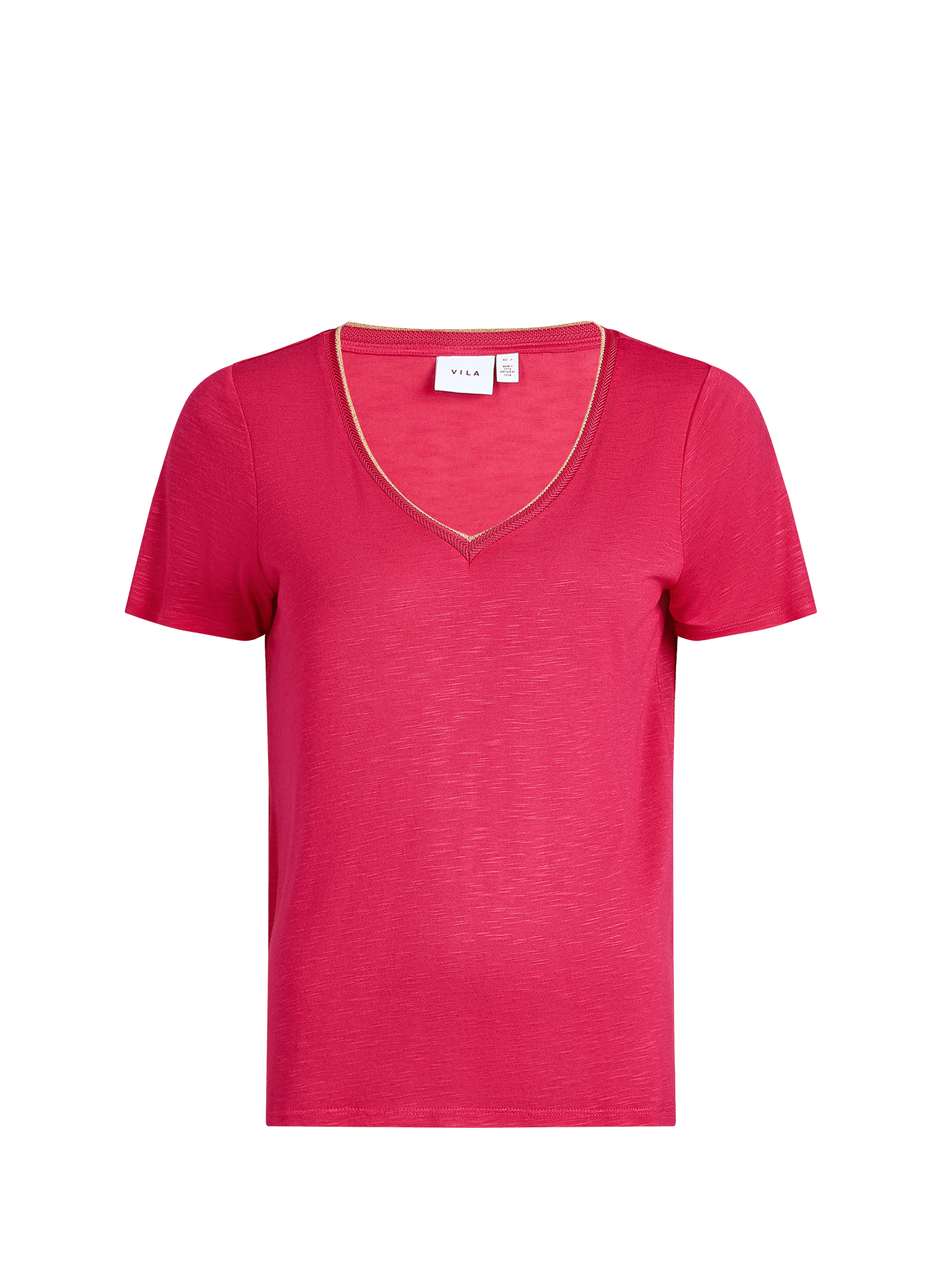 T-shirt Vinoel col V VILA Rose