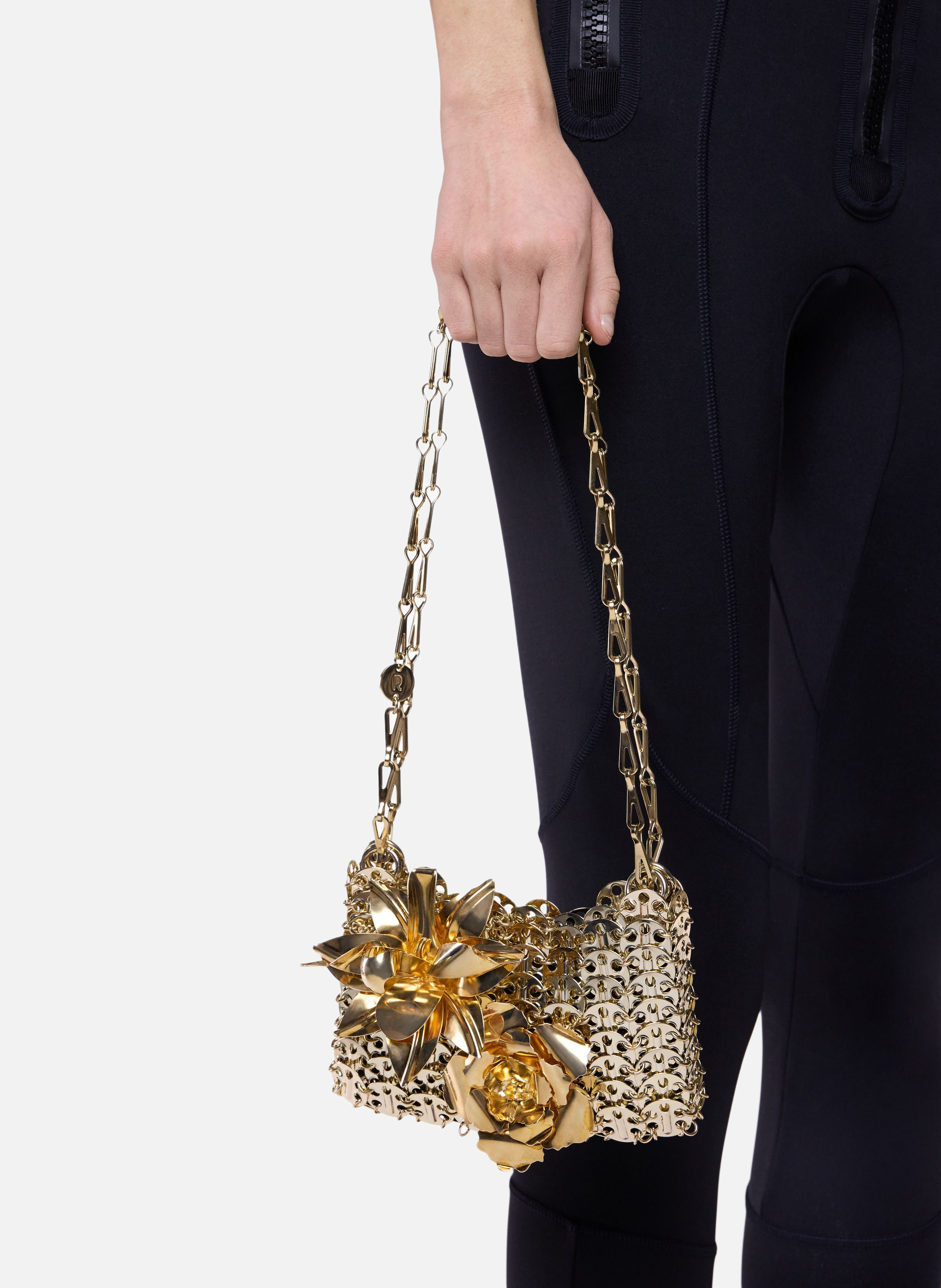 Sac 1969 nano avec détail fleur en métal ton sur ton RABANNE Doré