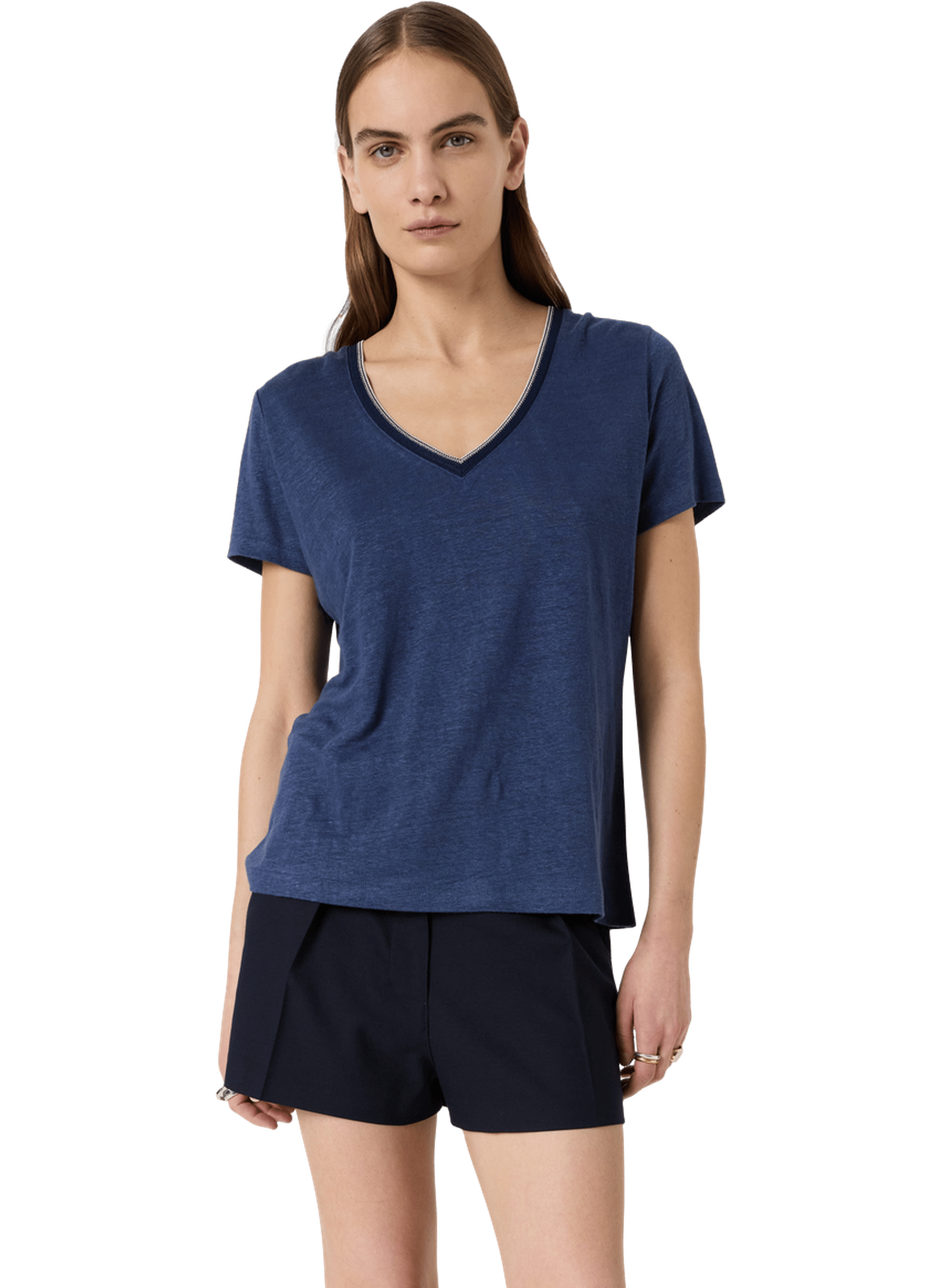 T-shirt v en lin à lurex - mirana GERARD DAREL Bleu