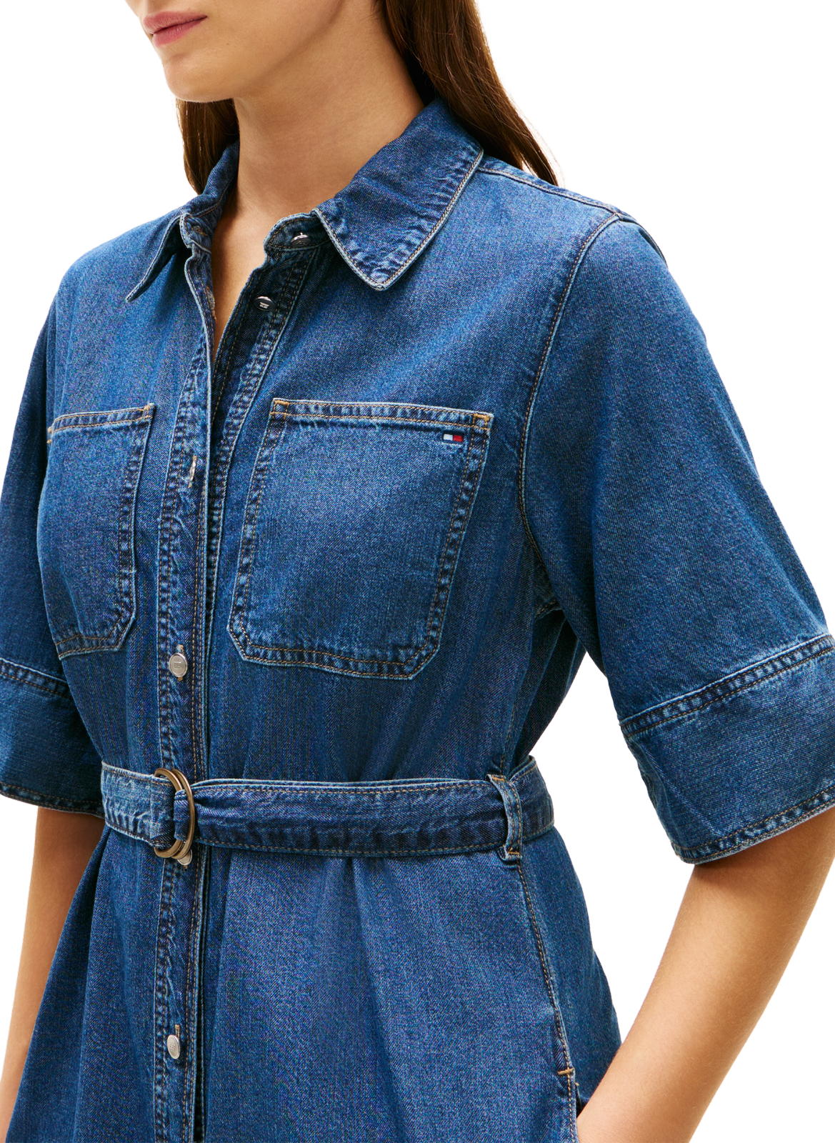 Midi-Jeanskleid aus Baumwolle TOMMY HILFIGER Blau