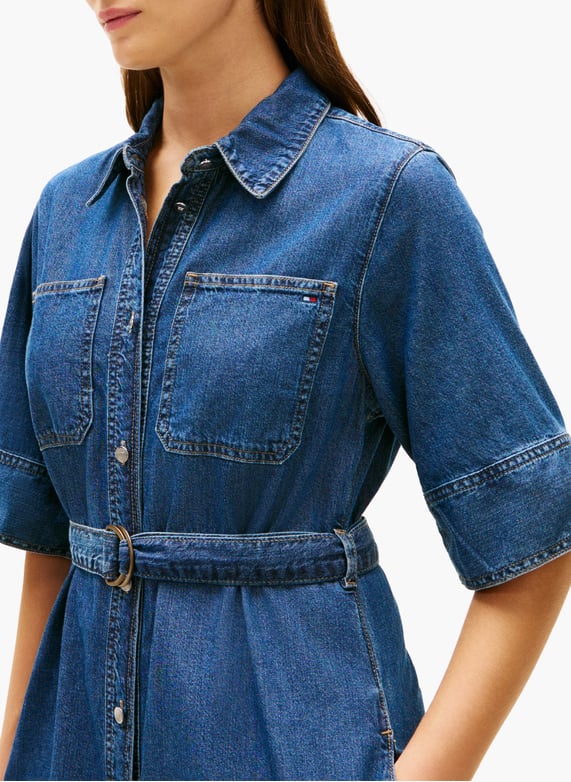 Cotton denim midi dress Blue Tommy hilfiger - Women | Printemps.com Cotton denim midi dress Blue Tommy hilfiger - Women | Printemps.com