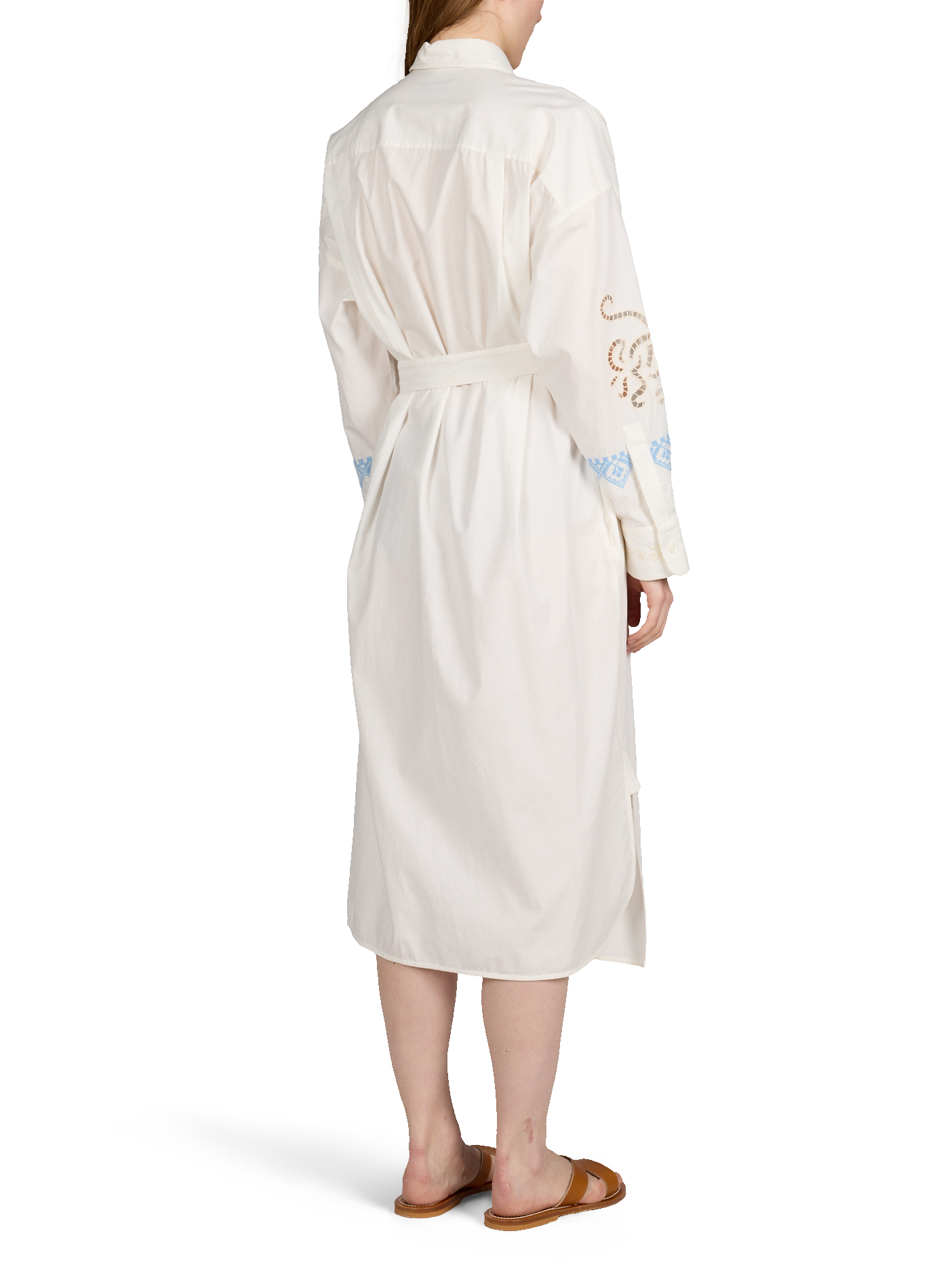 Robe midi chemise broderie en coton MAX MARA WEEK END Blanc