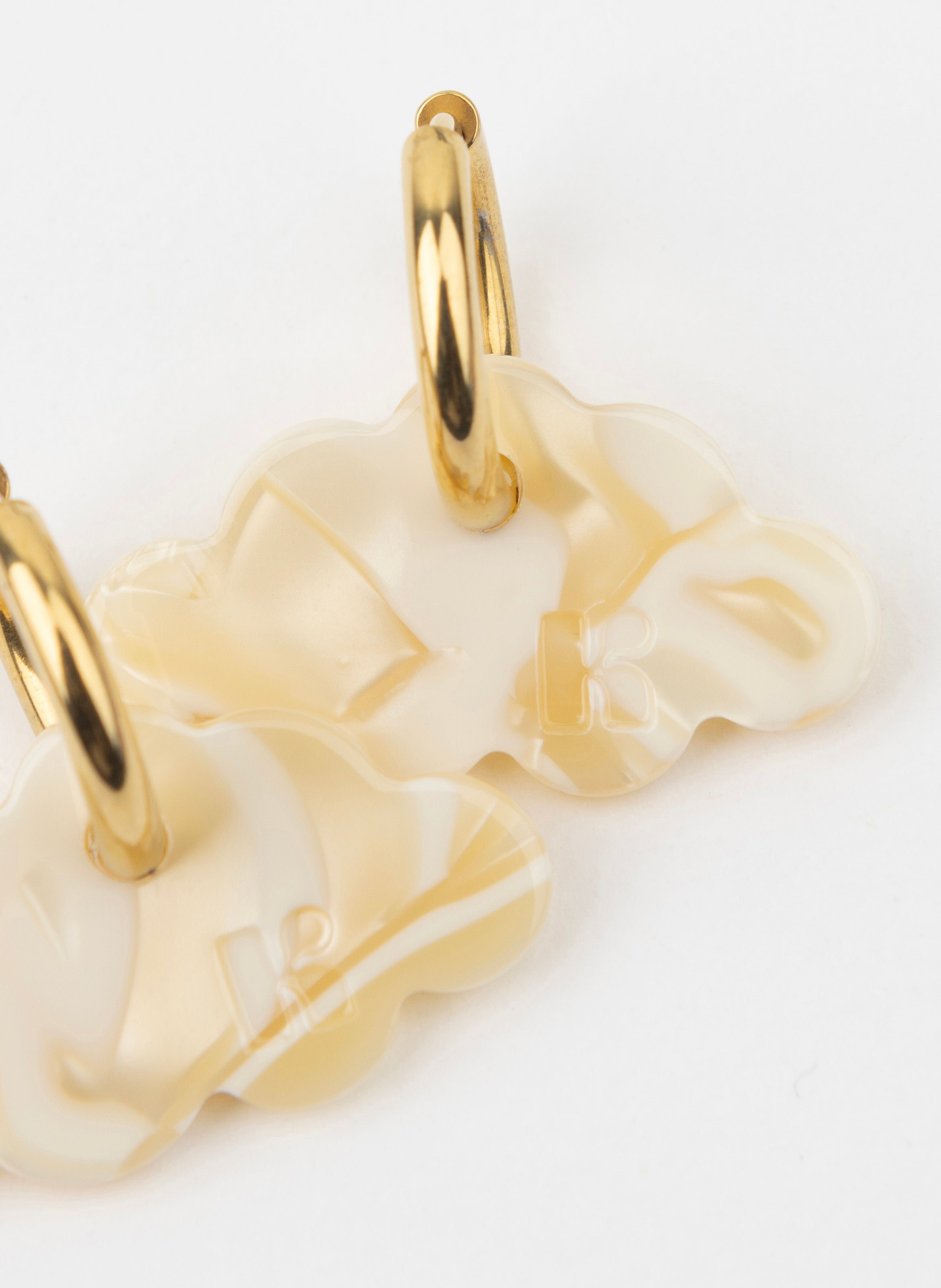 Boucles d'oreilles nuage avec anneaux en acier inoxydable argenté KURAGE GINZA Beige