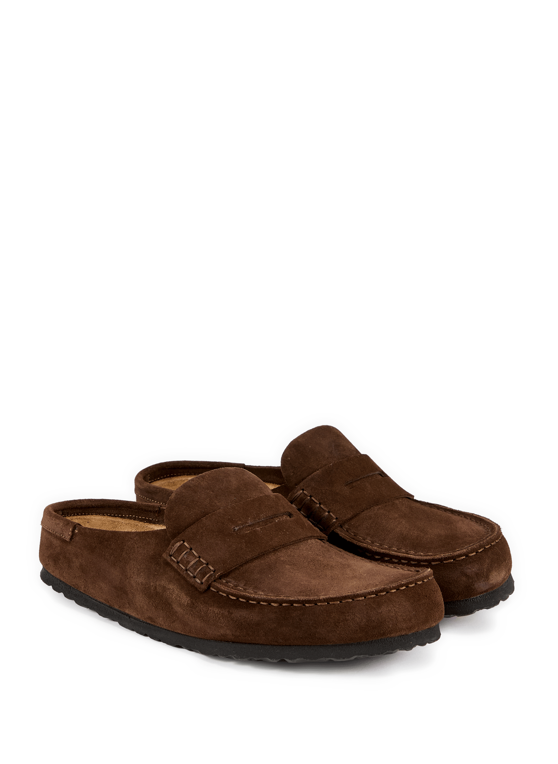 Platte muiltjes van suède leer in Napels BIRKENSTOCK Bruin