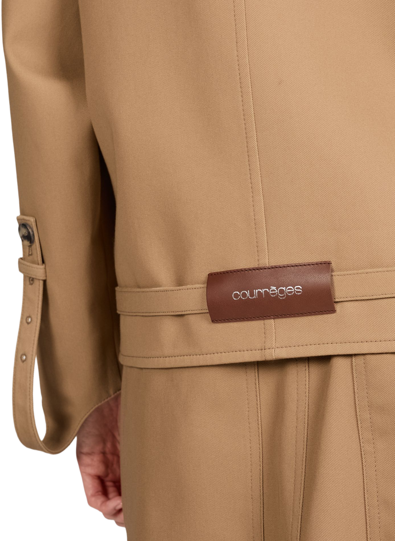 Short cotton oblique trench coat COURRÈGES Beige
