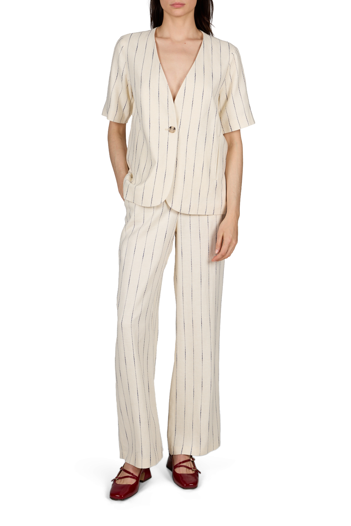 Pantaloni a righe Vidancina VILA Beige