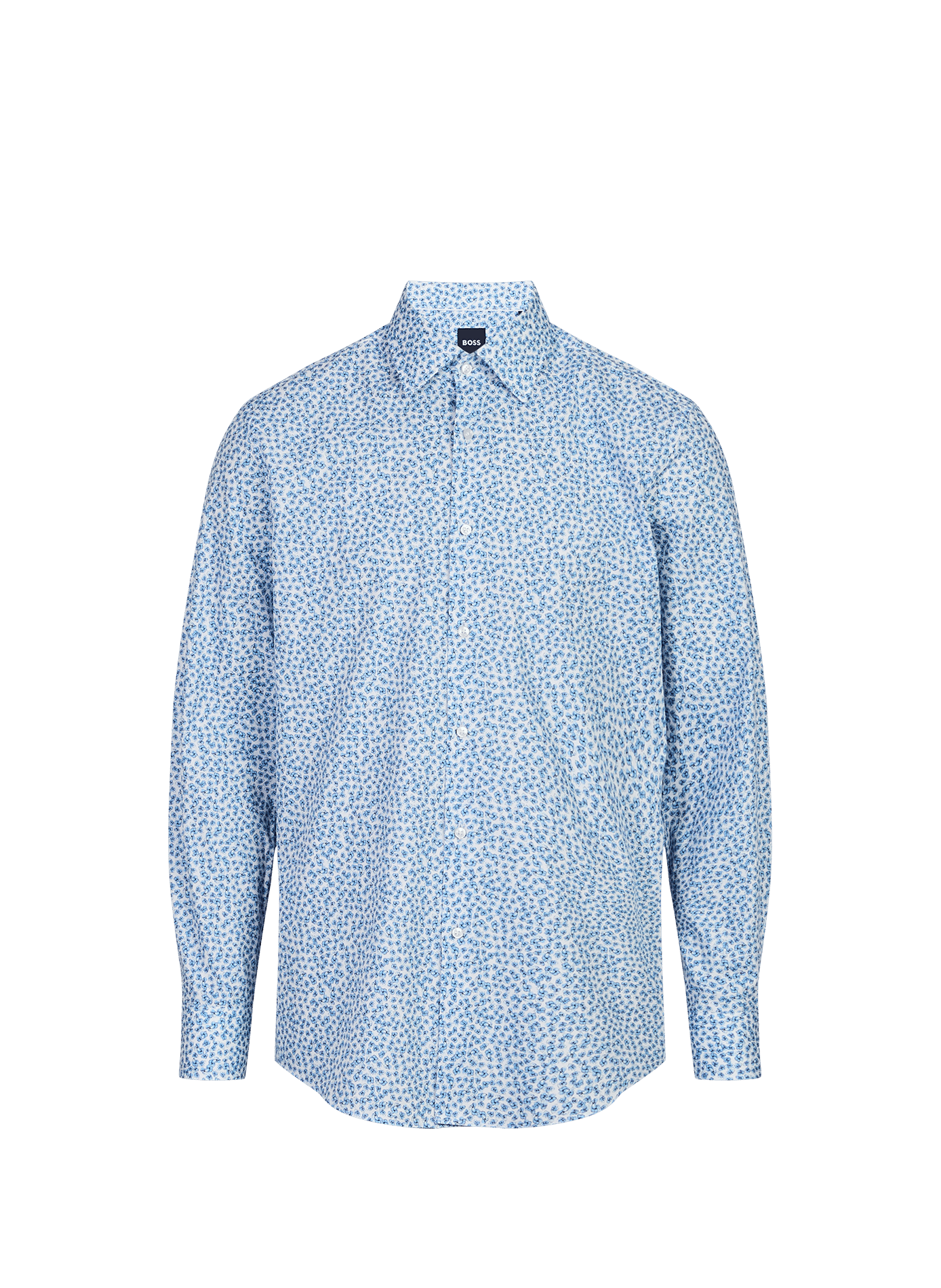 Long-sleeve floral cotton blend shirt BOSS Blue
