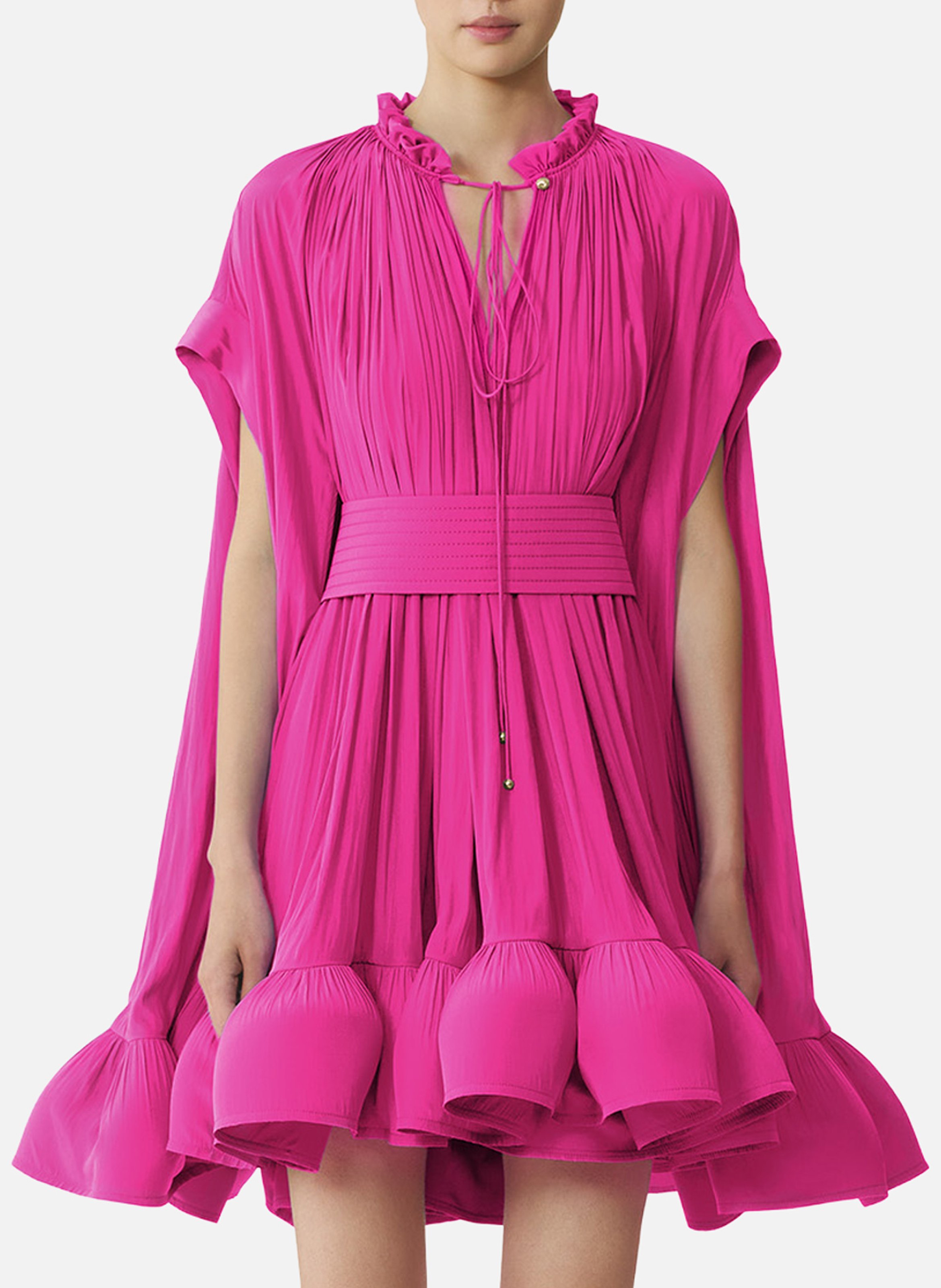 Robe courte en charmeuse LANVIN Rose