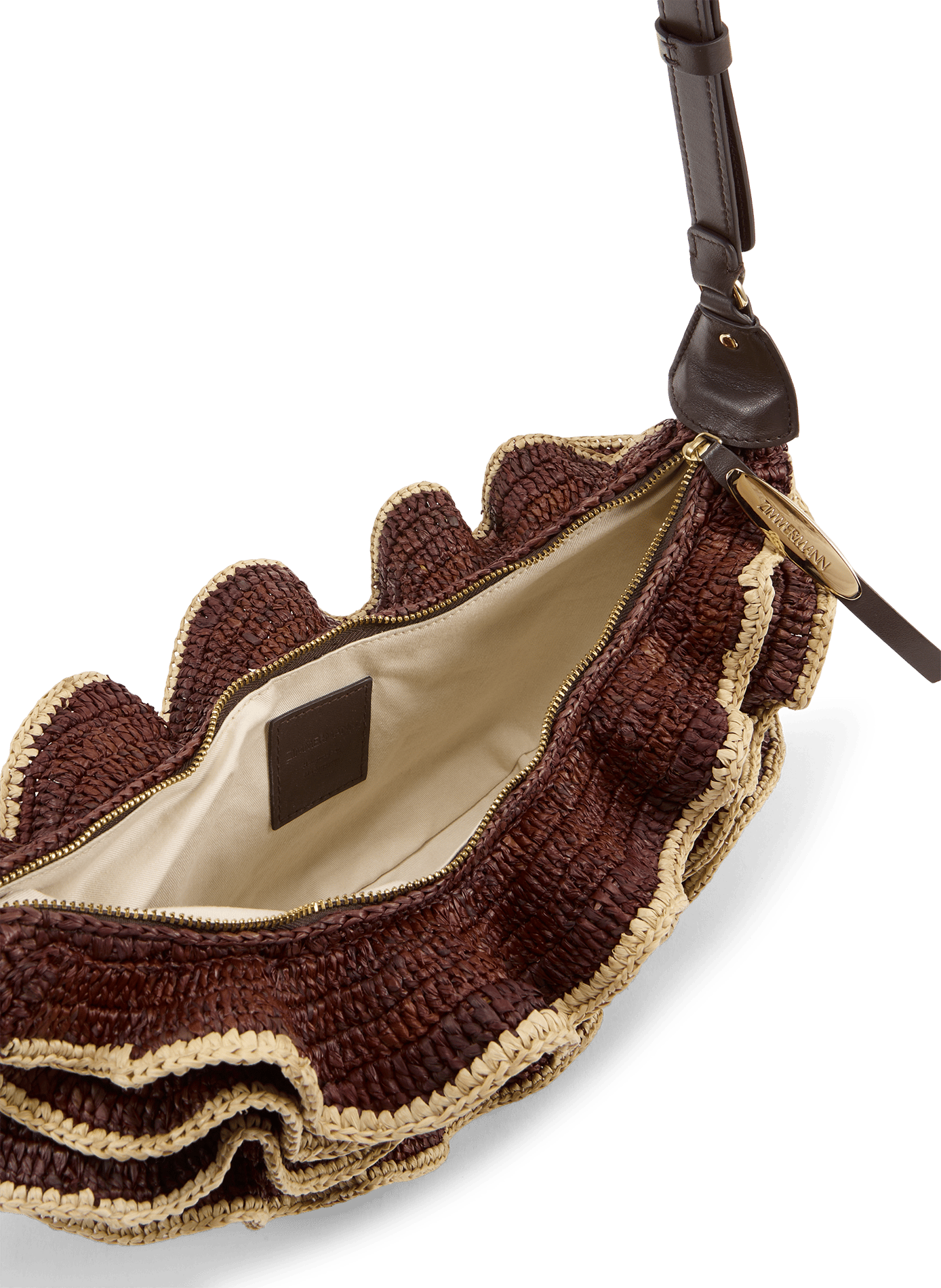 Goldent raffia shoulder bag ZIMMERMANN Brown