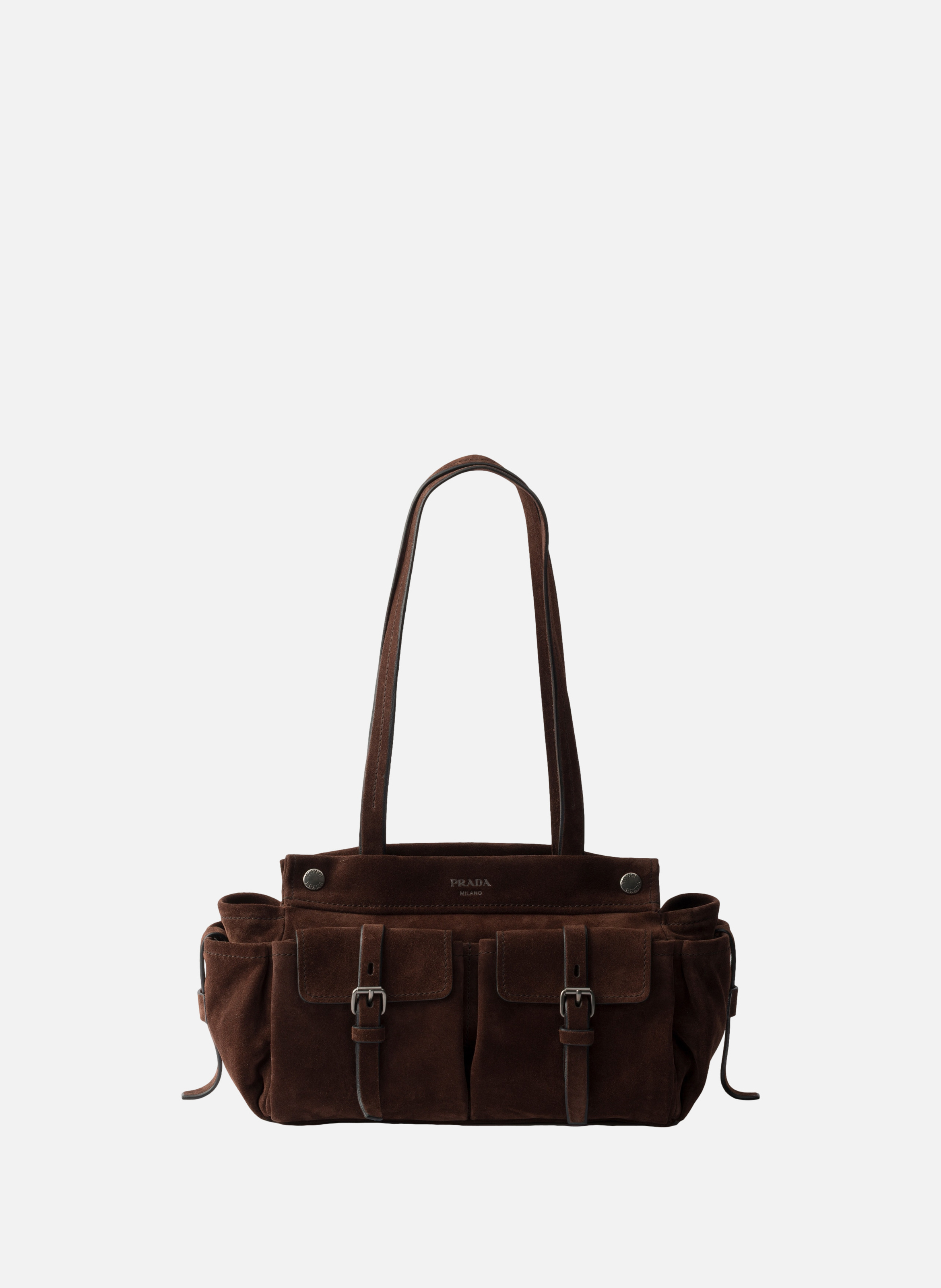 Cabas en veau velours PRADA Marron