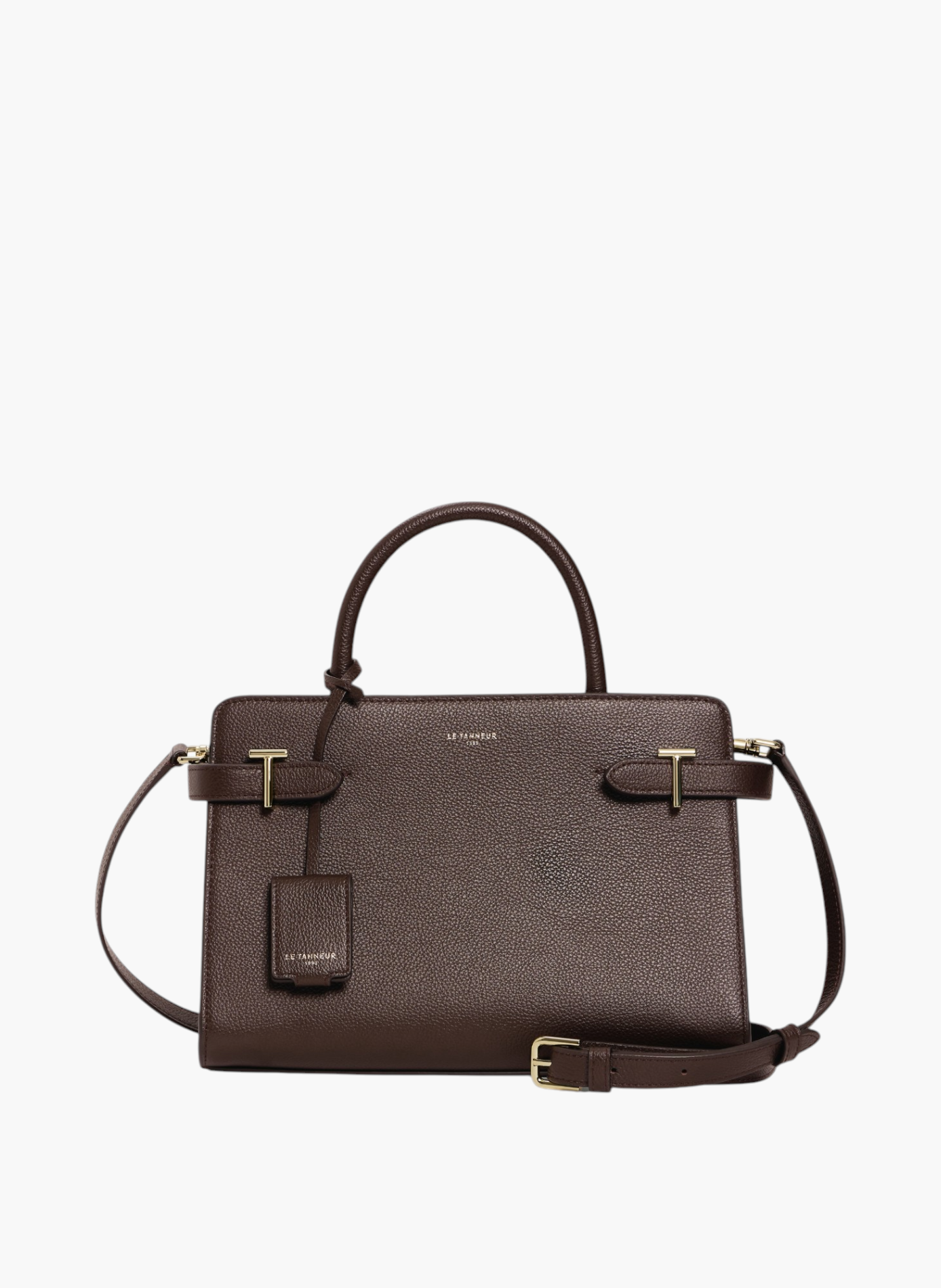 Sac à main moyen modèle emilie en cuir grainé LE TANNEUR Marron