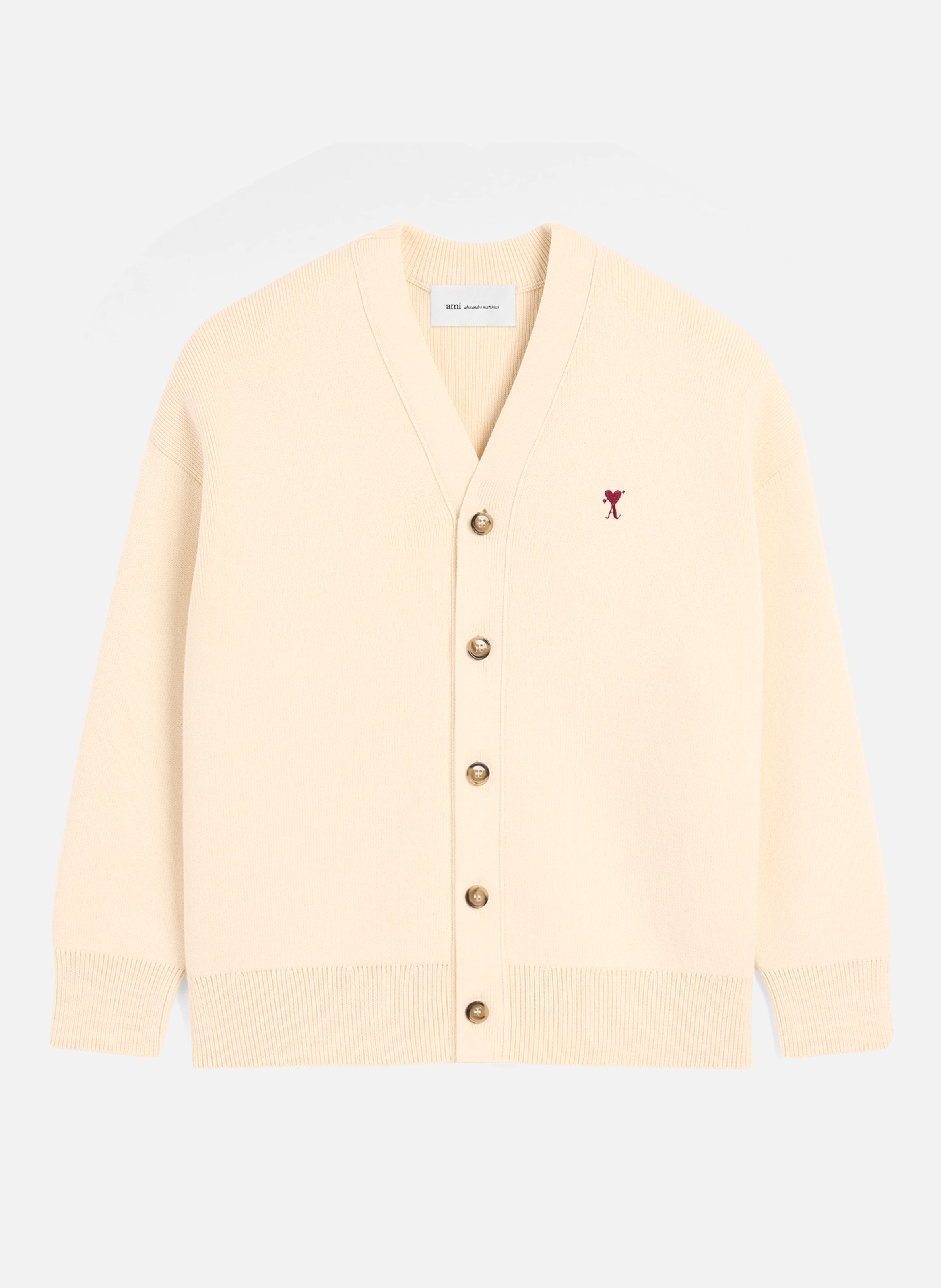 Cardigan ami de coeur flèche en coton et laine AMI PARIS Blanc