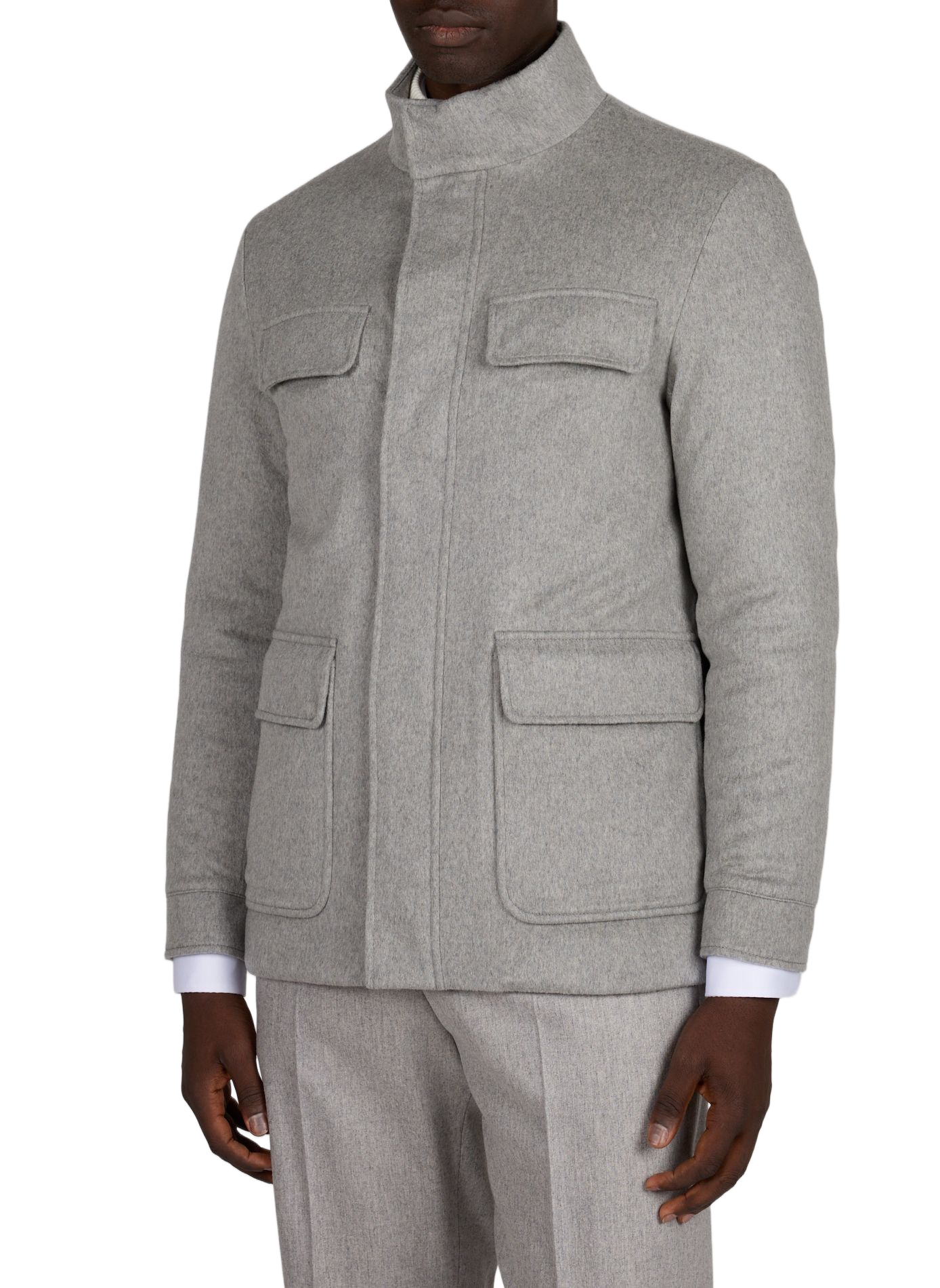 Straight wool and cashmere jacket AURELIEN Grey