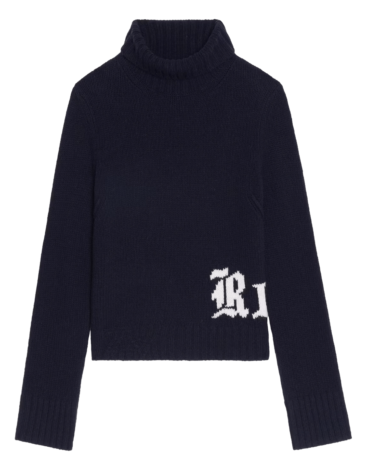 Trui met opstaande kraag en Nalma-opschrift in effen wol ZADIG&VOLTAIRE Blauw