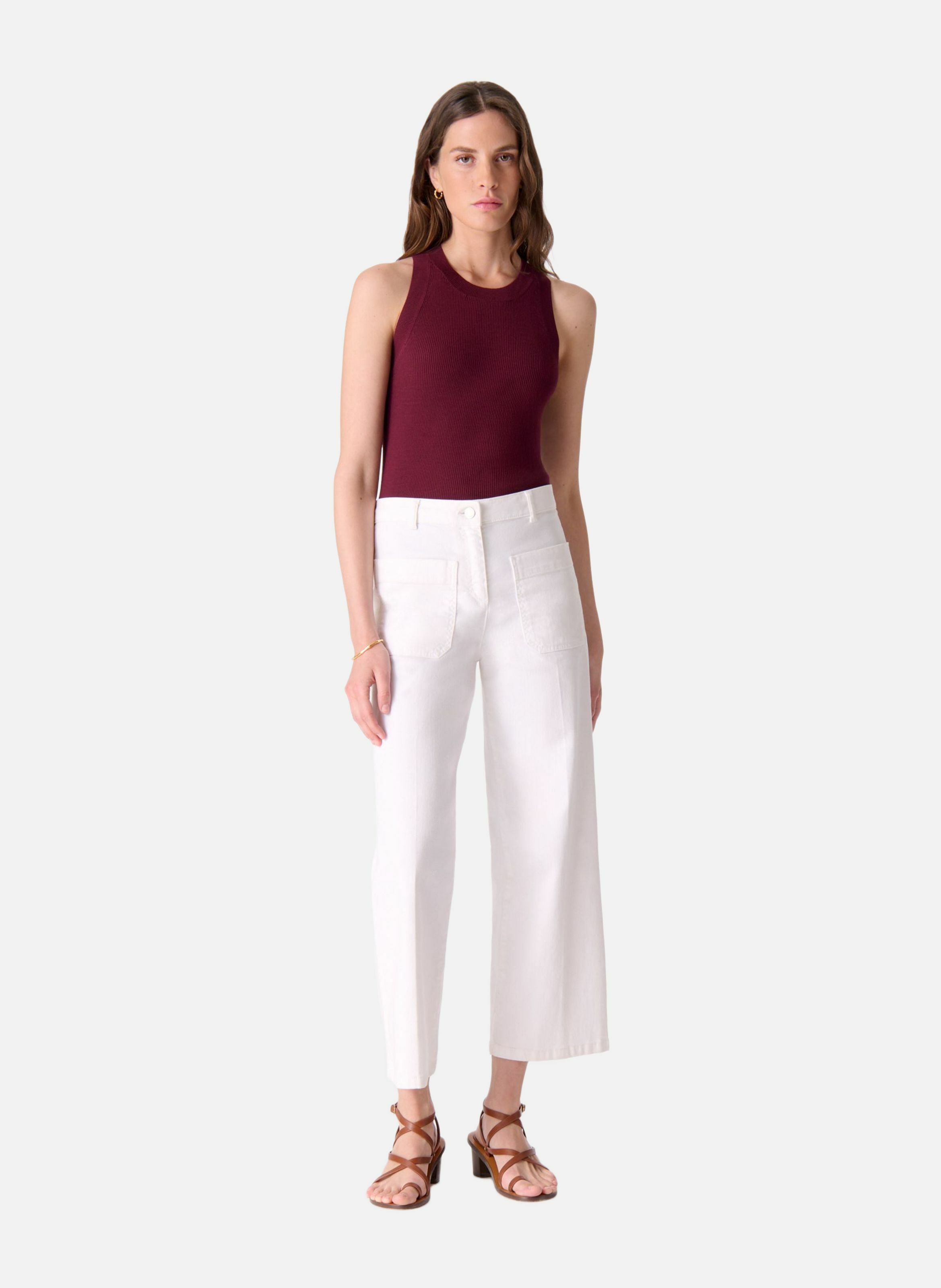 Jean crop helias VANESSA BRUNO Blanc