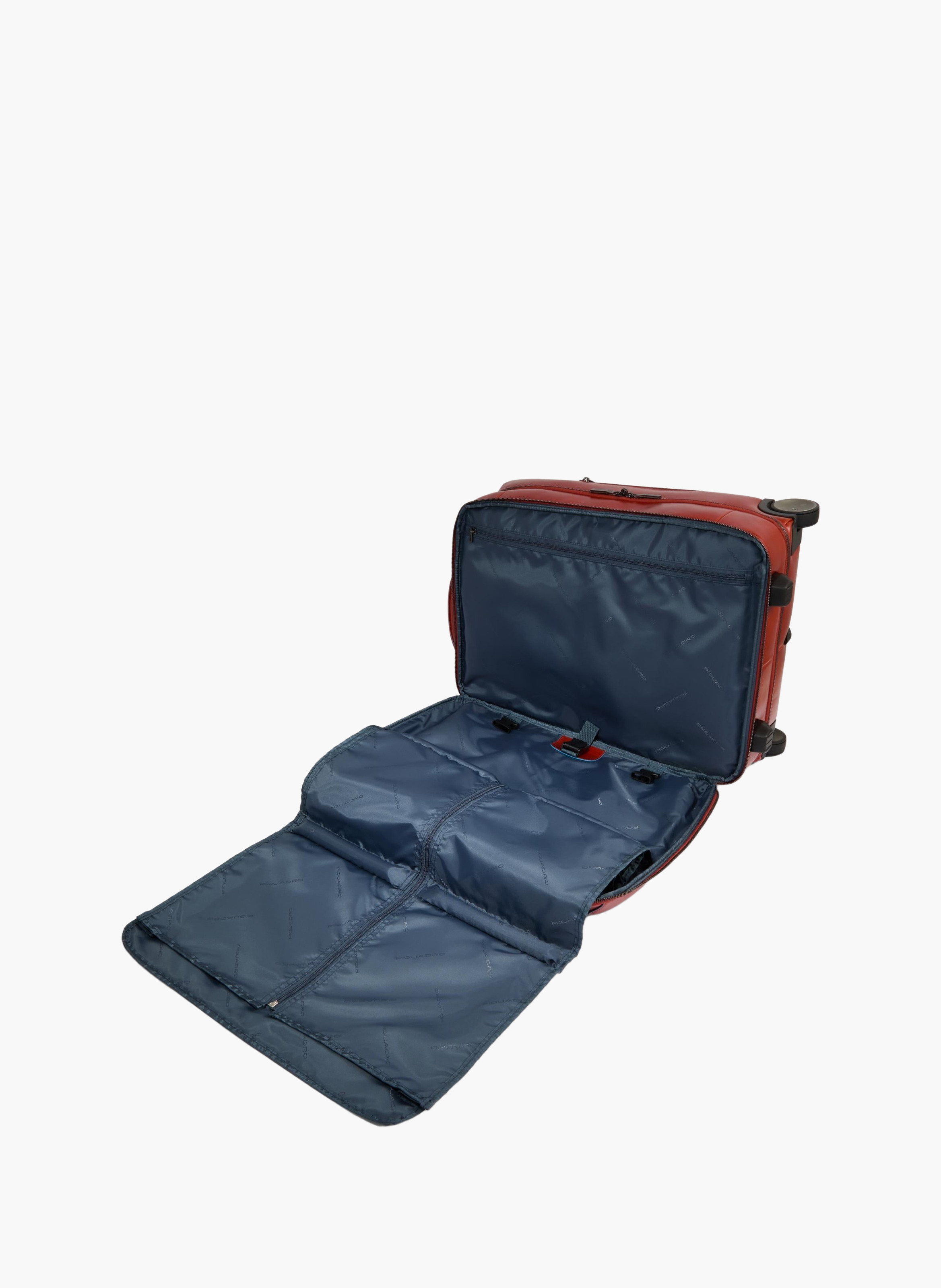 Valise à roulettes cabine avec coque à vêtements PIQUADRO Marron