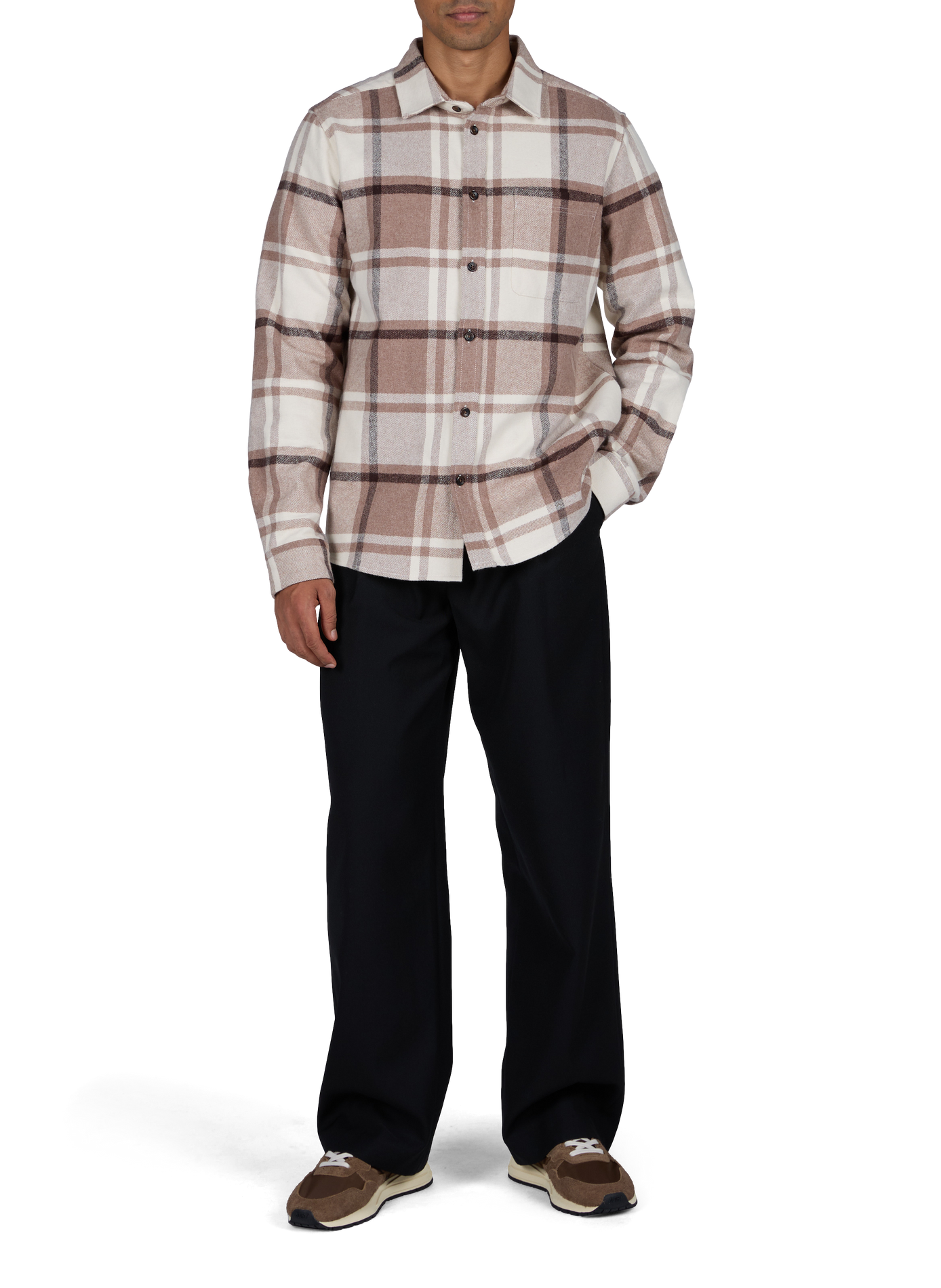 Straight cotton check shirt LES DEUX Khaki
