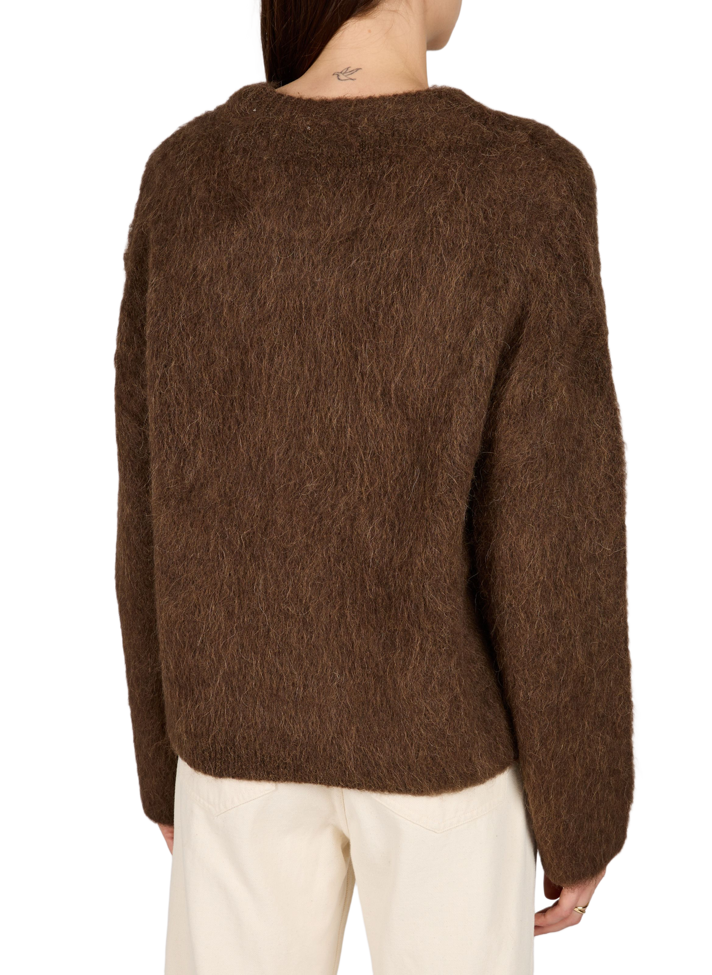 Oversized round neck sweater OBJECT Brown