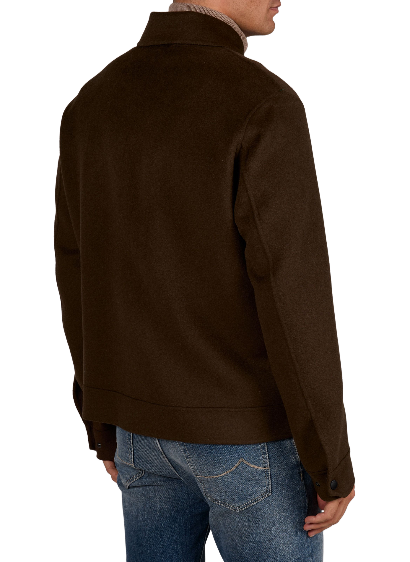Blouson droit zippé en laine mélangée STRELLSON Marron