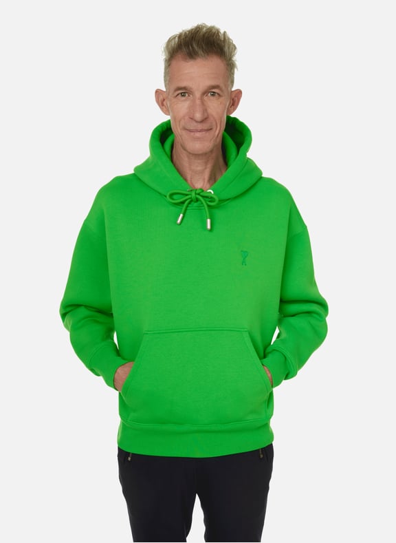 Oversized cotton fleece hoodie Green by AMI PARIS AMI PARIS Oversized cotton fleece hoodie Green