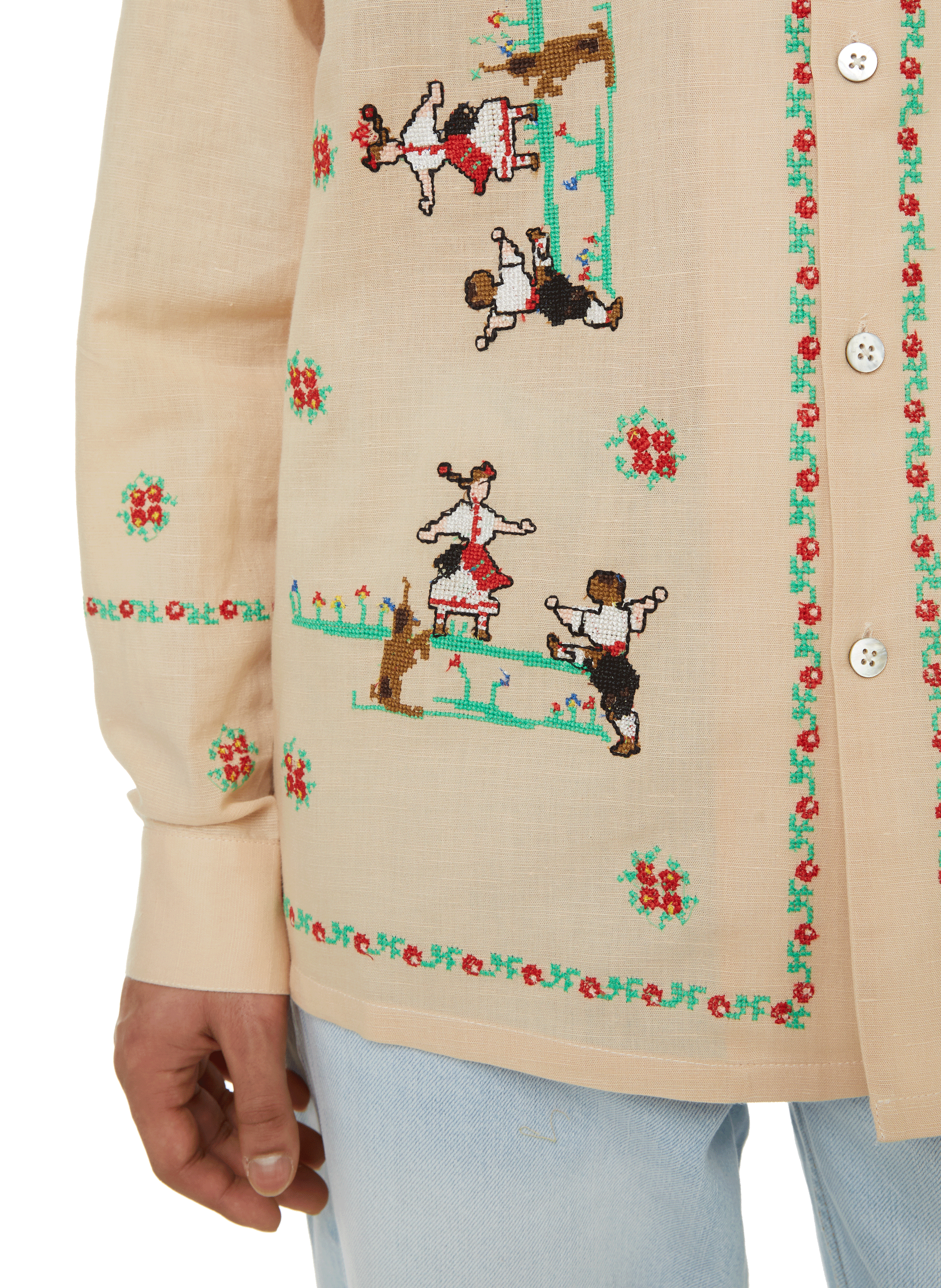Chemise Joy of living en coton mélangé BAZISZT Beige