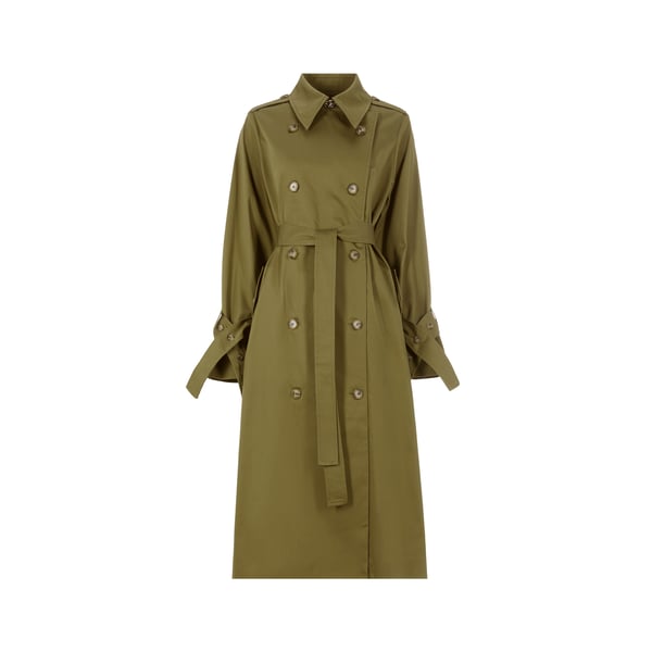 Trench long en popeline de coton