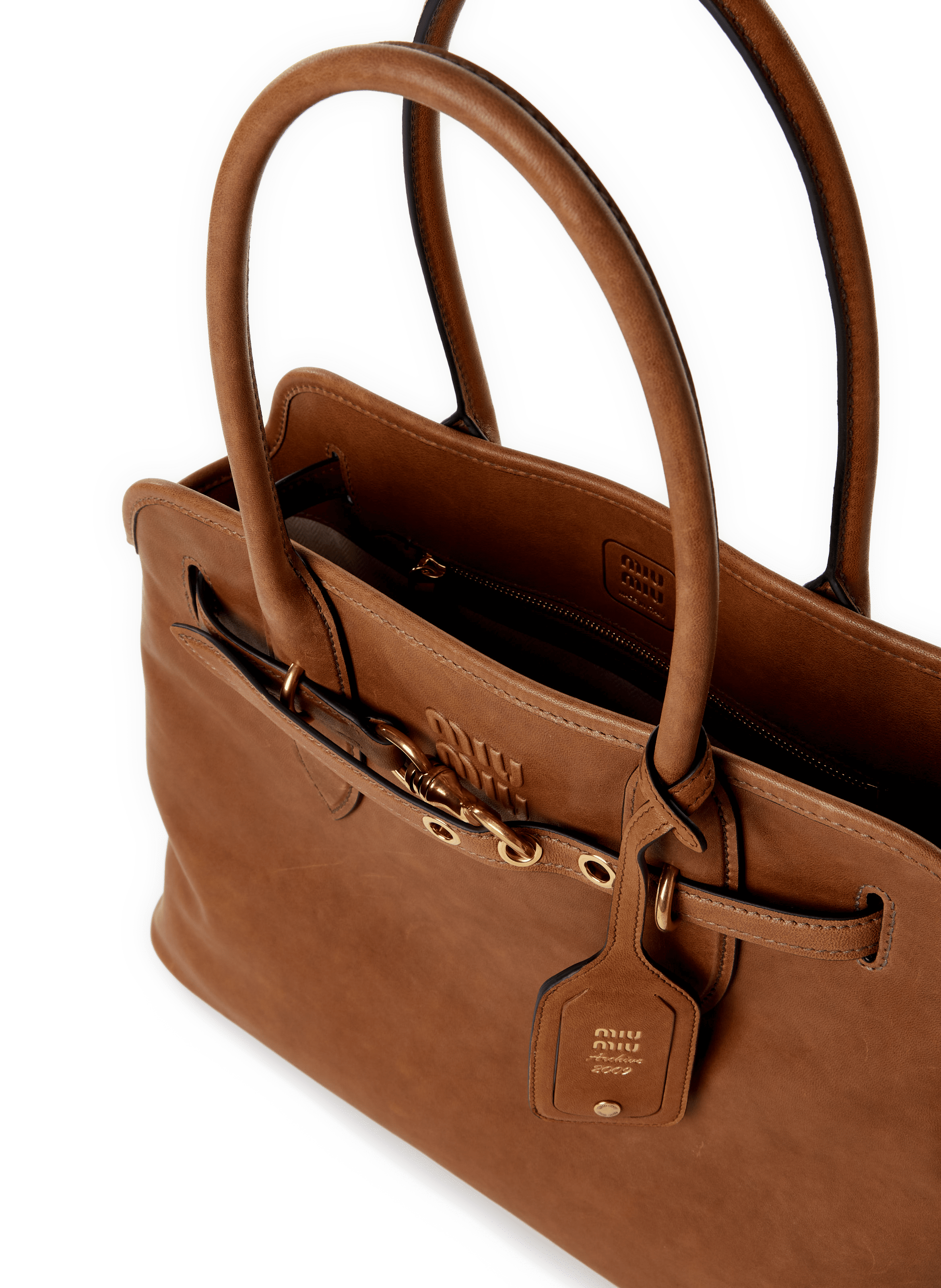 Sac à main Aventure en cuir  MIU MIU Marron