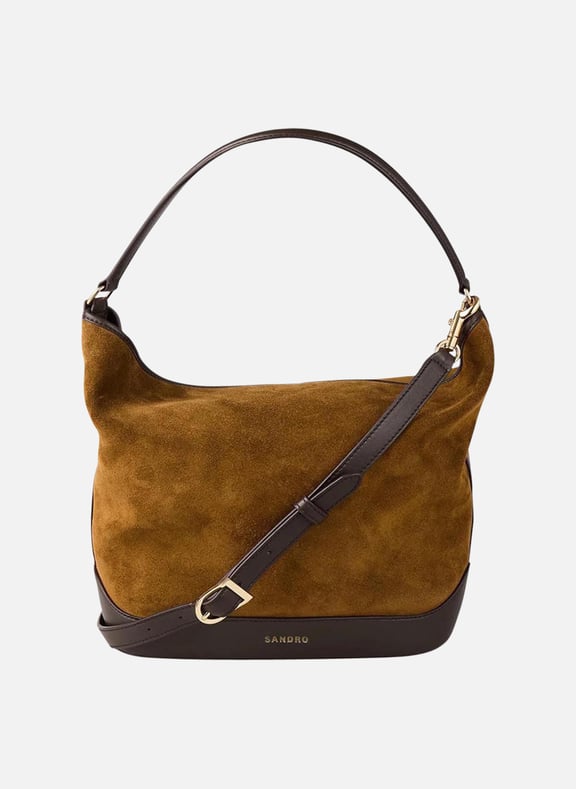 Sac seau bandoulière en cuir velours tangoso Marron by SANDRO SANDRO Sac seau bandoulière en cuir velours tangoso Marron