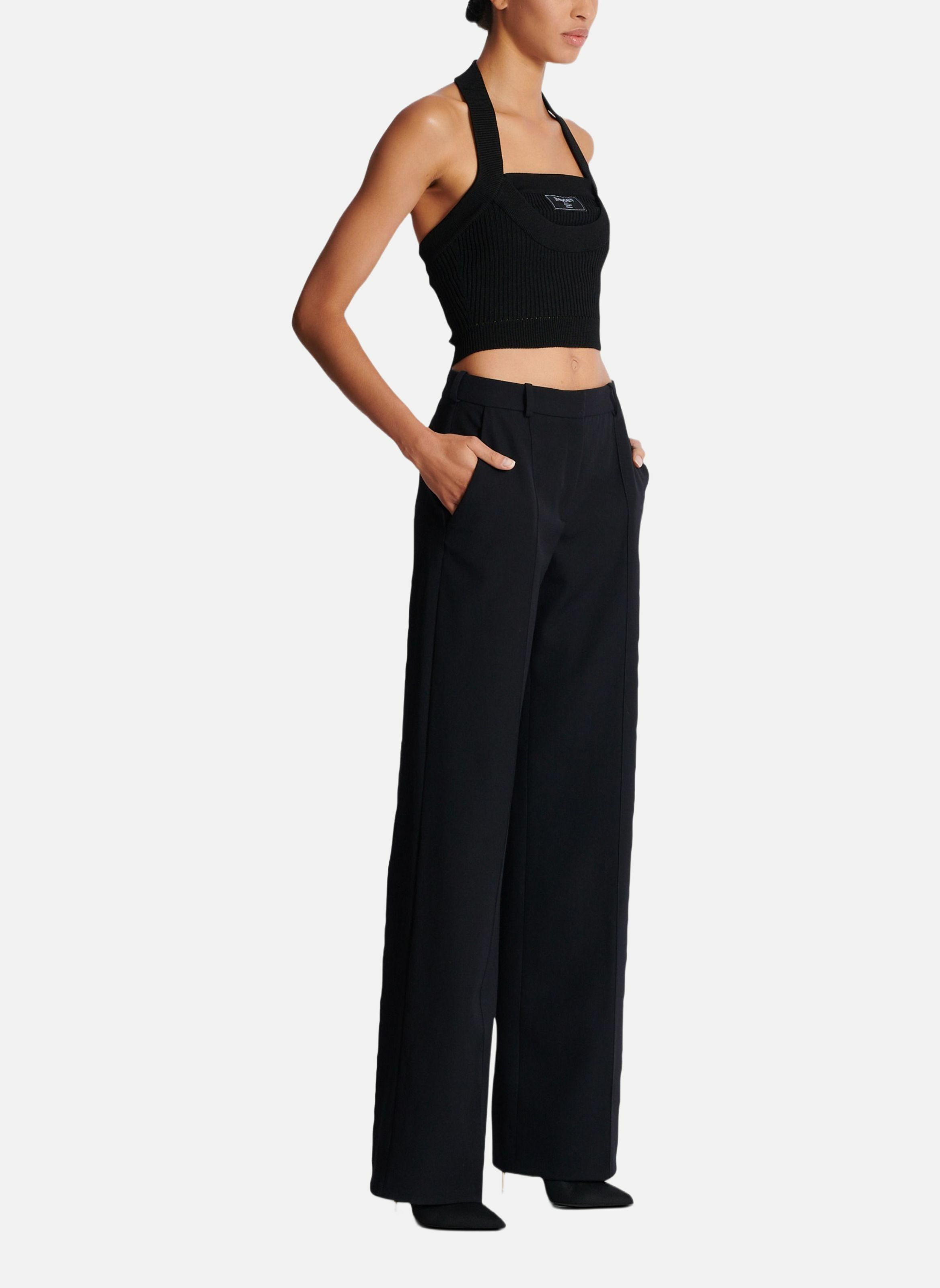 Pantalon de tailleur en grain de poudre BALMAIN Noir