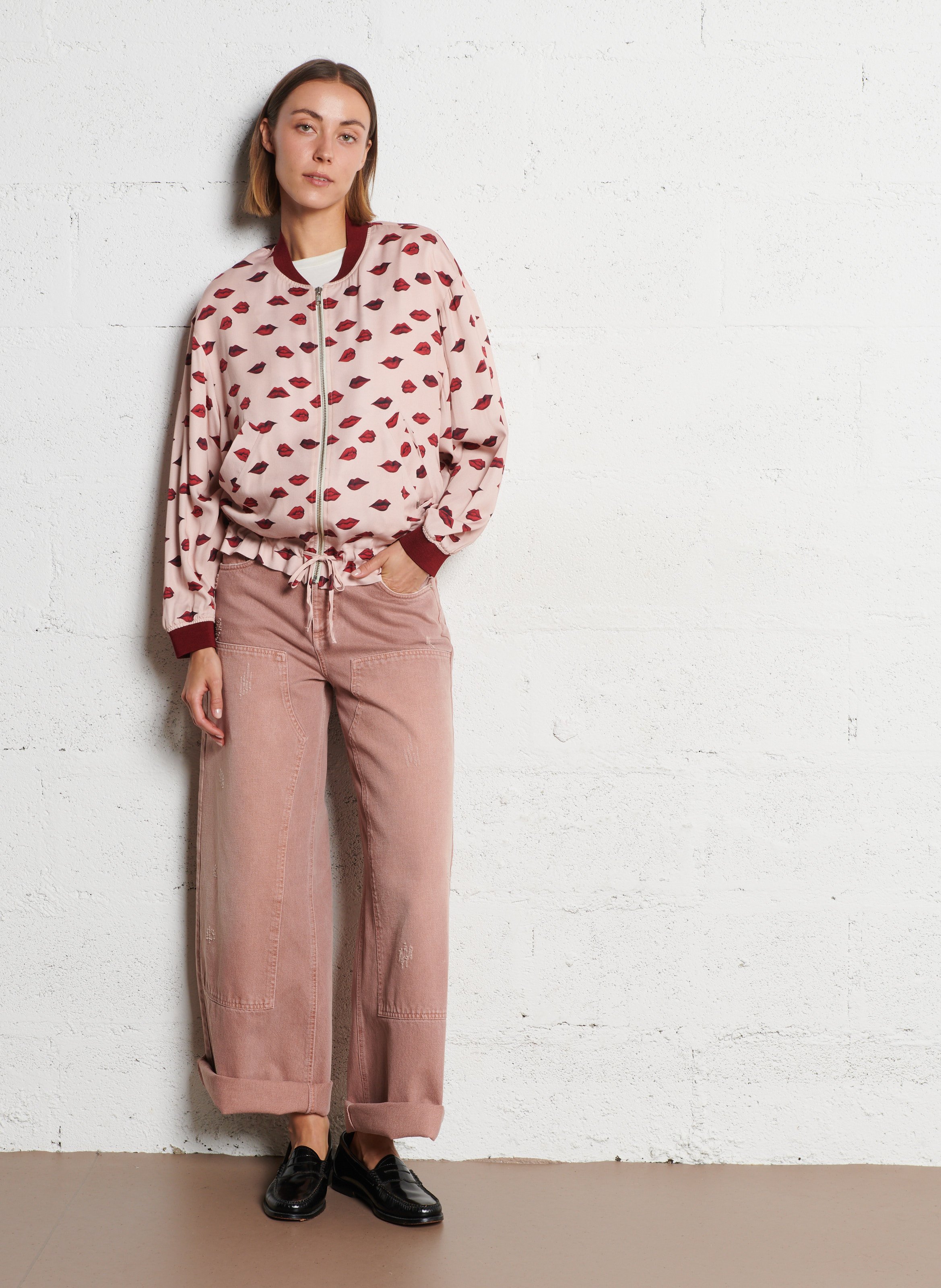 Blouson droit imprimé IKKS Rose