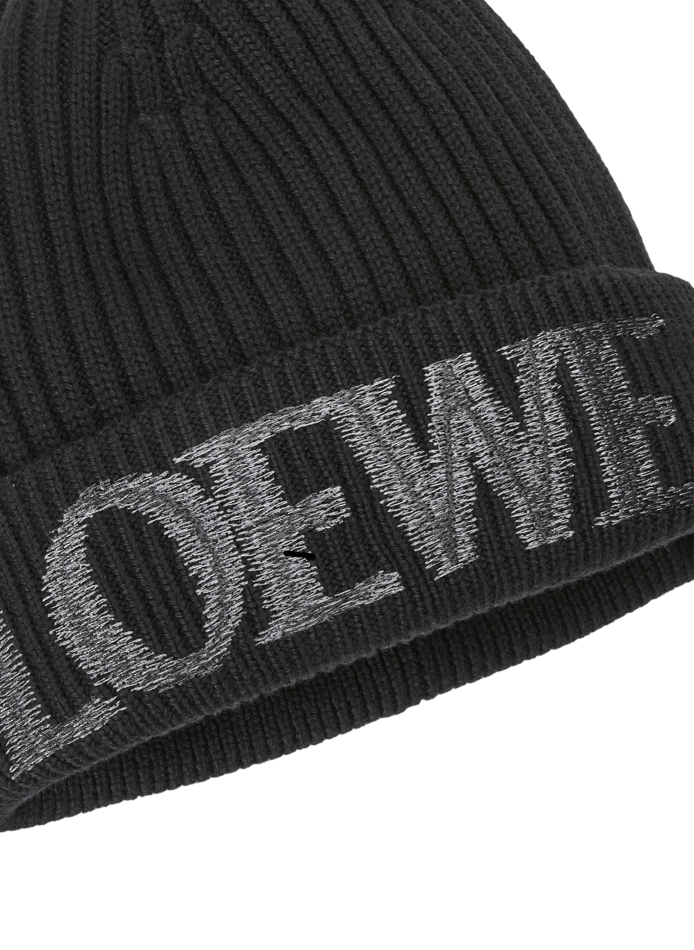 Ribbed wool beanie with embroideries LOEWE Black