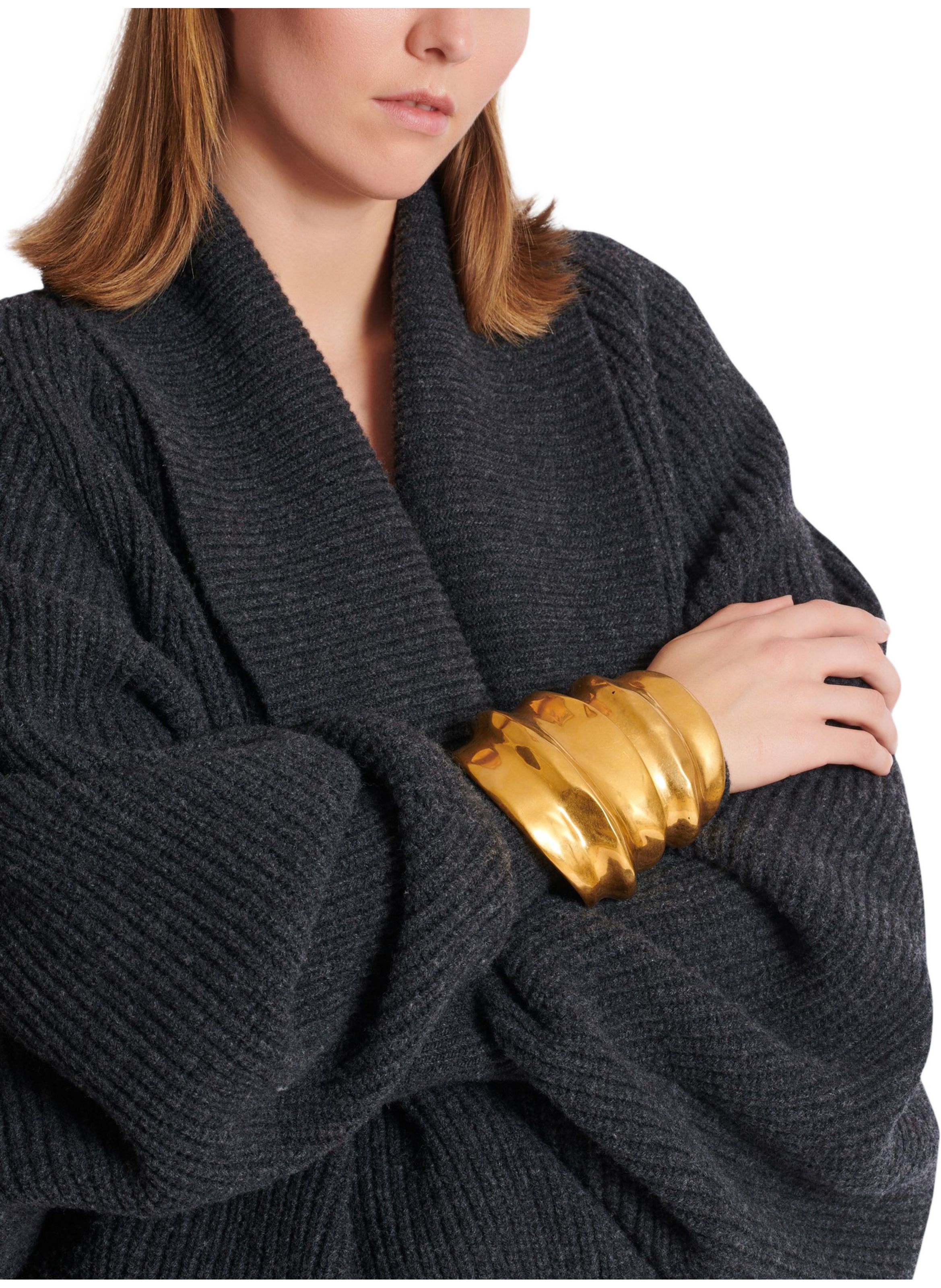 Manchette façon bambou en laiton BALMAIN Doré