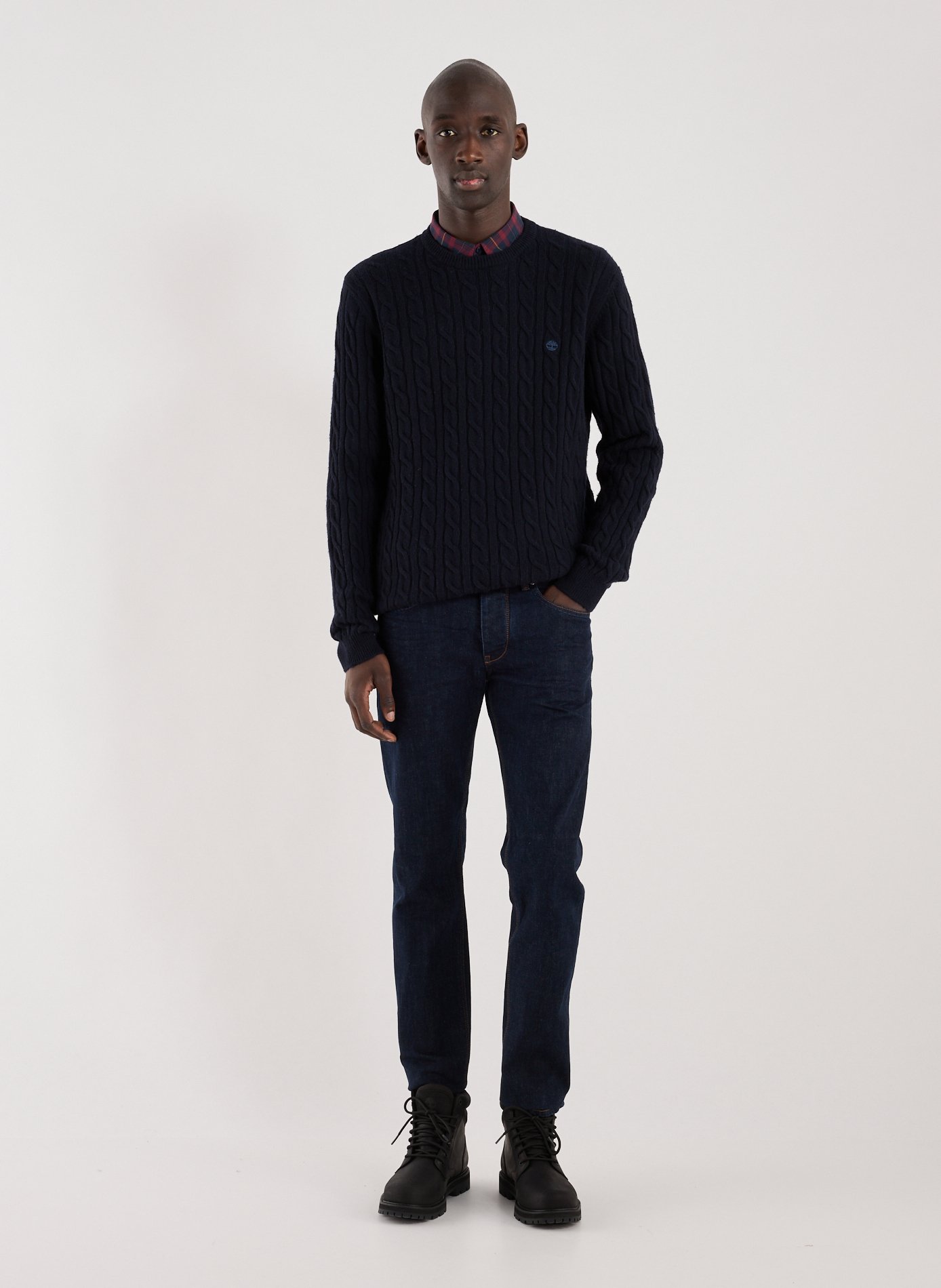 Straight twisted wool blend sweater TIMBERLAND Blue