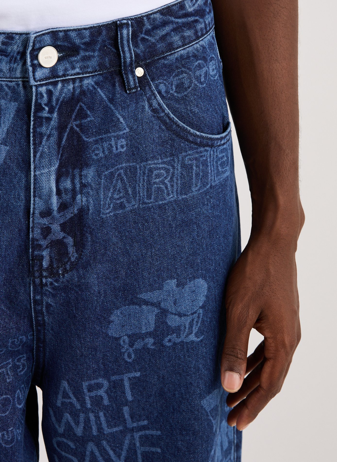 Straight printed cotton jeans ARTE ANTWERP Blue