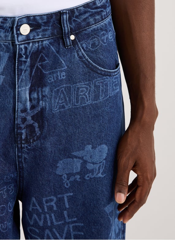 Jeans droit à imprimé en coton | Bleu by ARTE ANTWERP Jeans droit à imprimé en coton Bleu