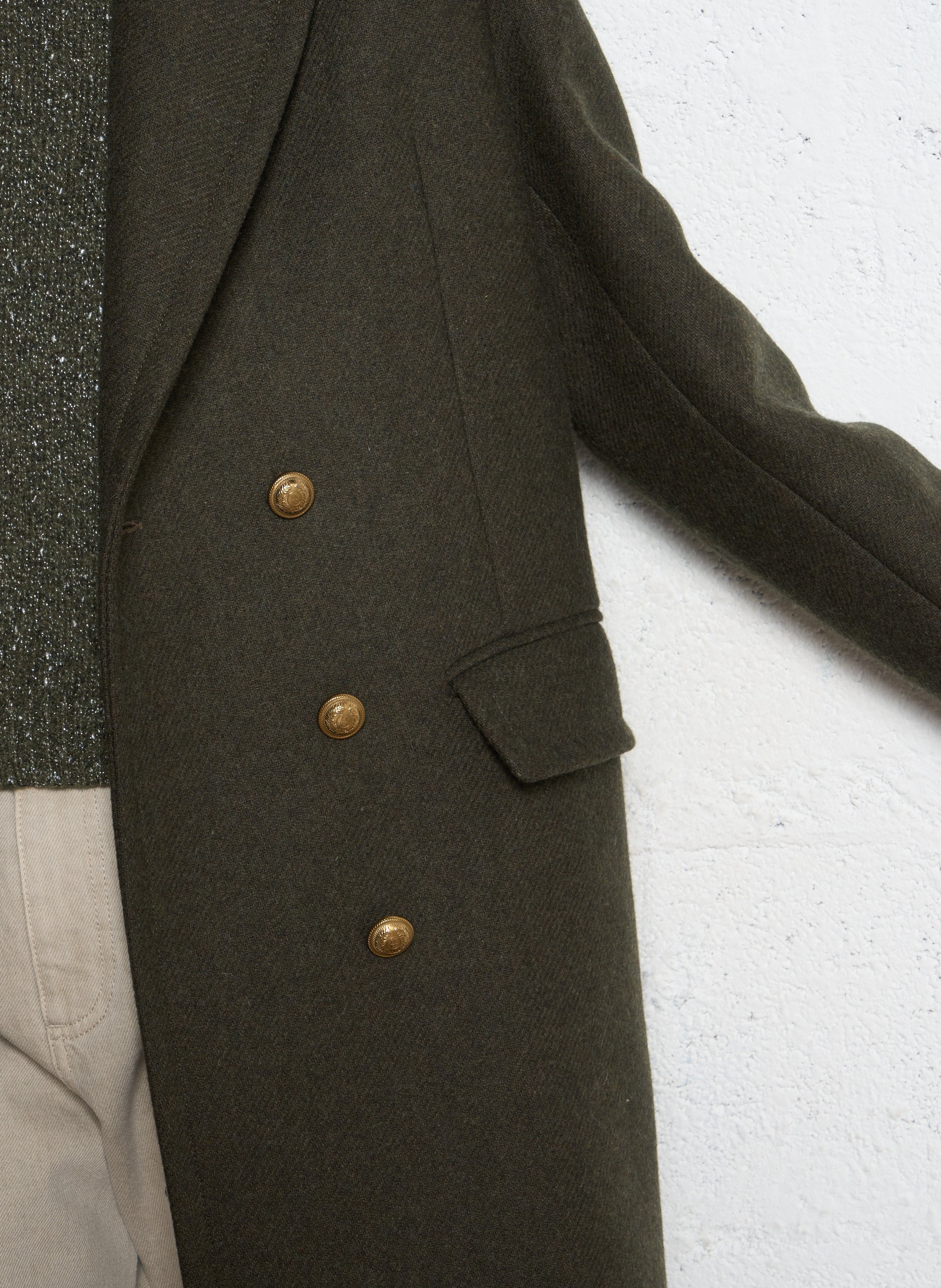 Manteau droit en laine mélangée IKKS Kaki