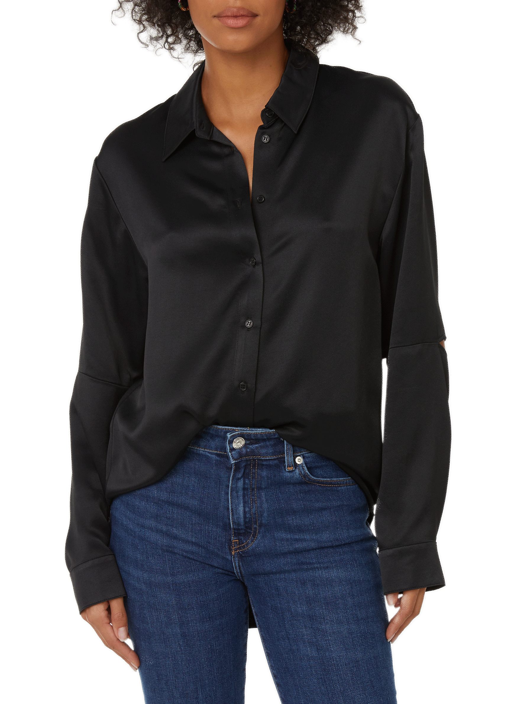Satin-effect shirt SAISON 1865 Black
