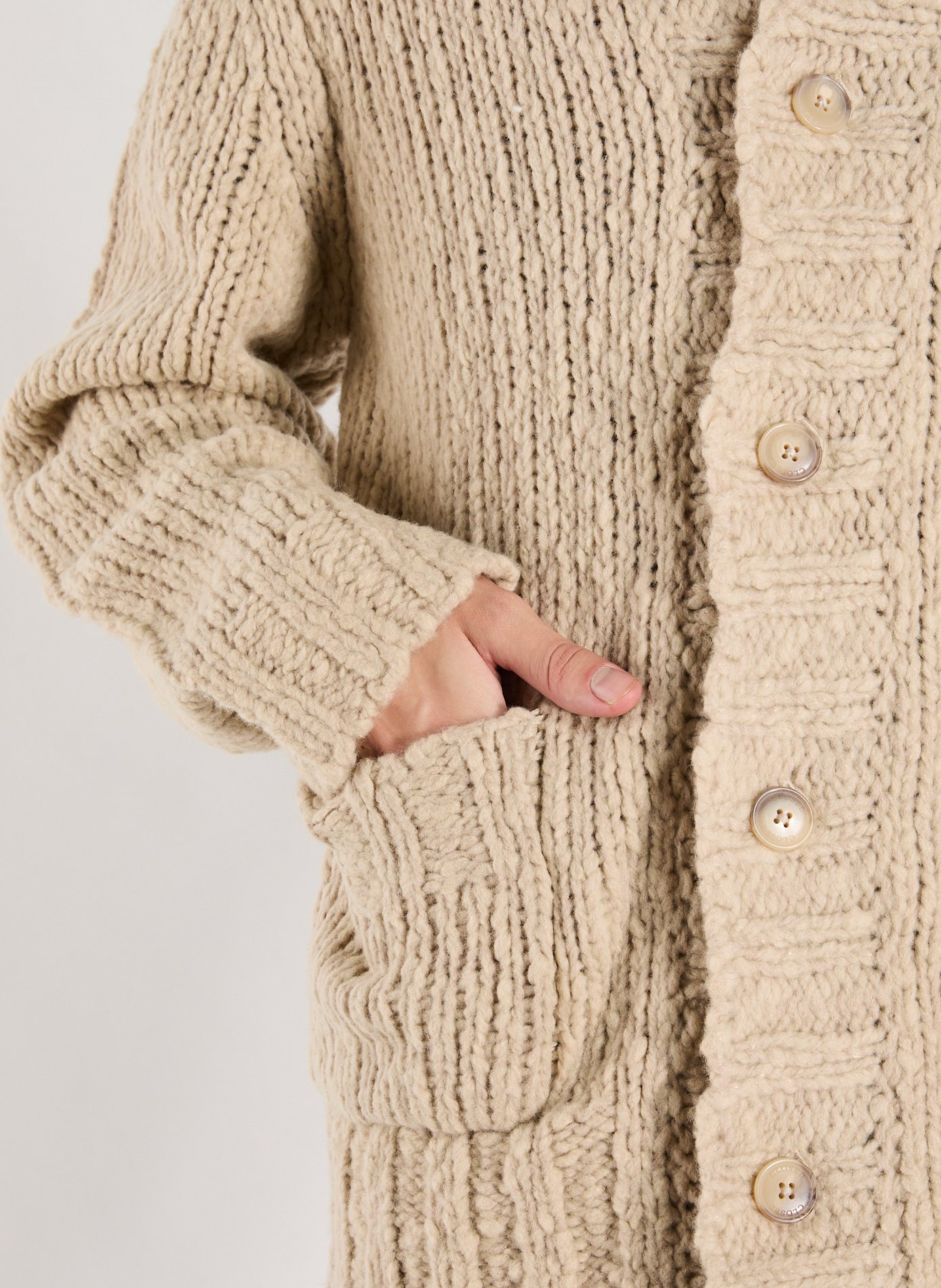 Cardigan tricoté en laine mélangée CLOSED Beige
