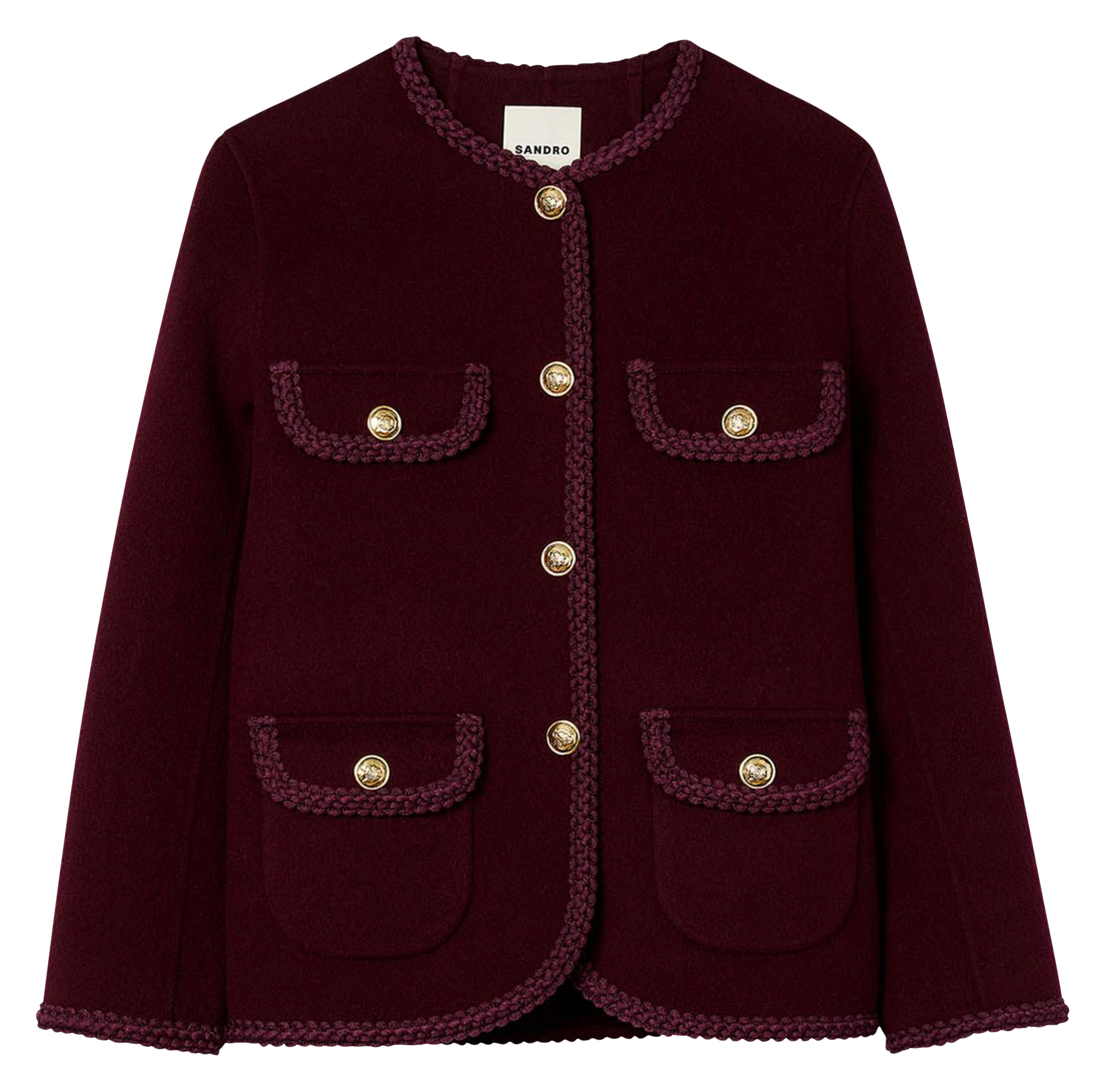 Manteau droit en laine mélangée SANDRO Rouge