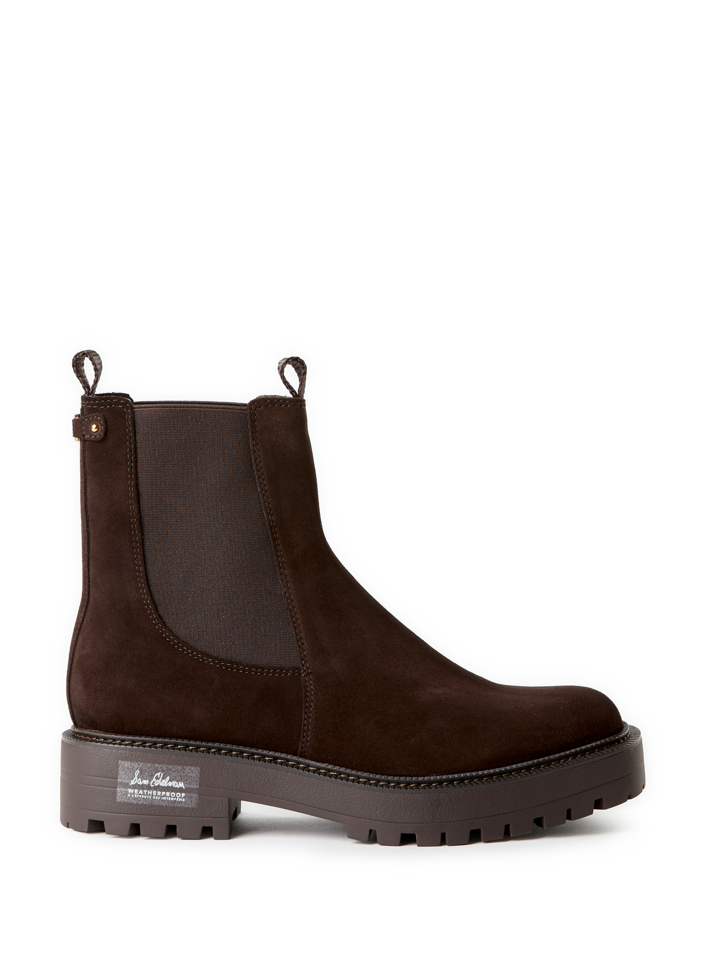 SAM EDELMAN Bottines crantées en cuir mélangé Marron