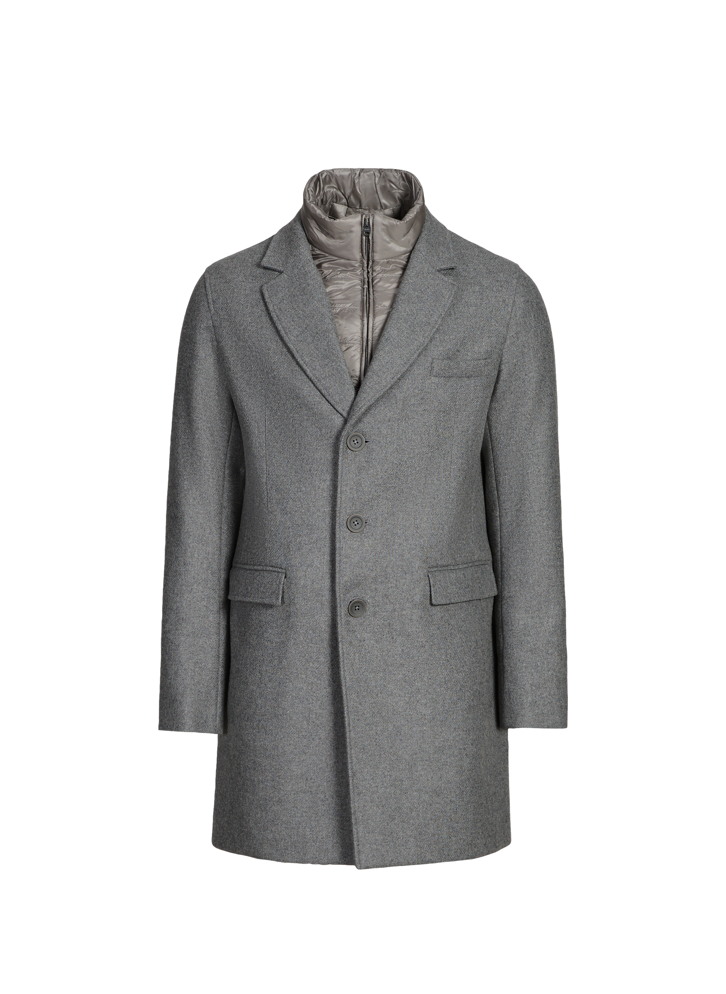Straight wool-blend coat with classic collar HERNO Grey