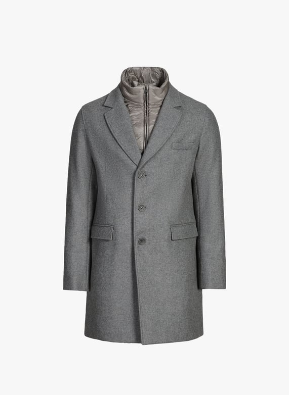 Straight wool-blend coat with classic collar | Grey by HERNO Straight wool-blend coat with classic collar Grey