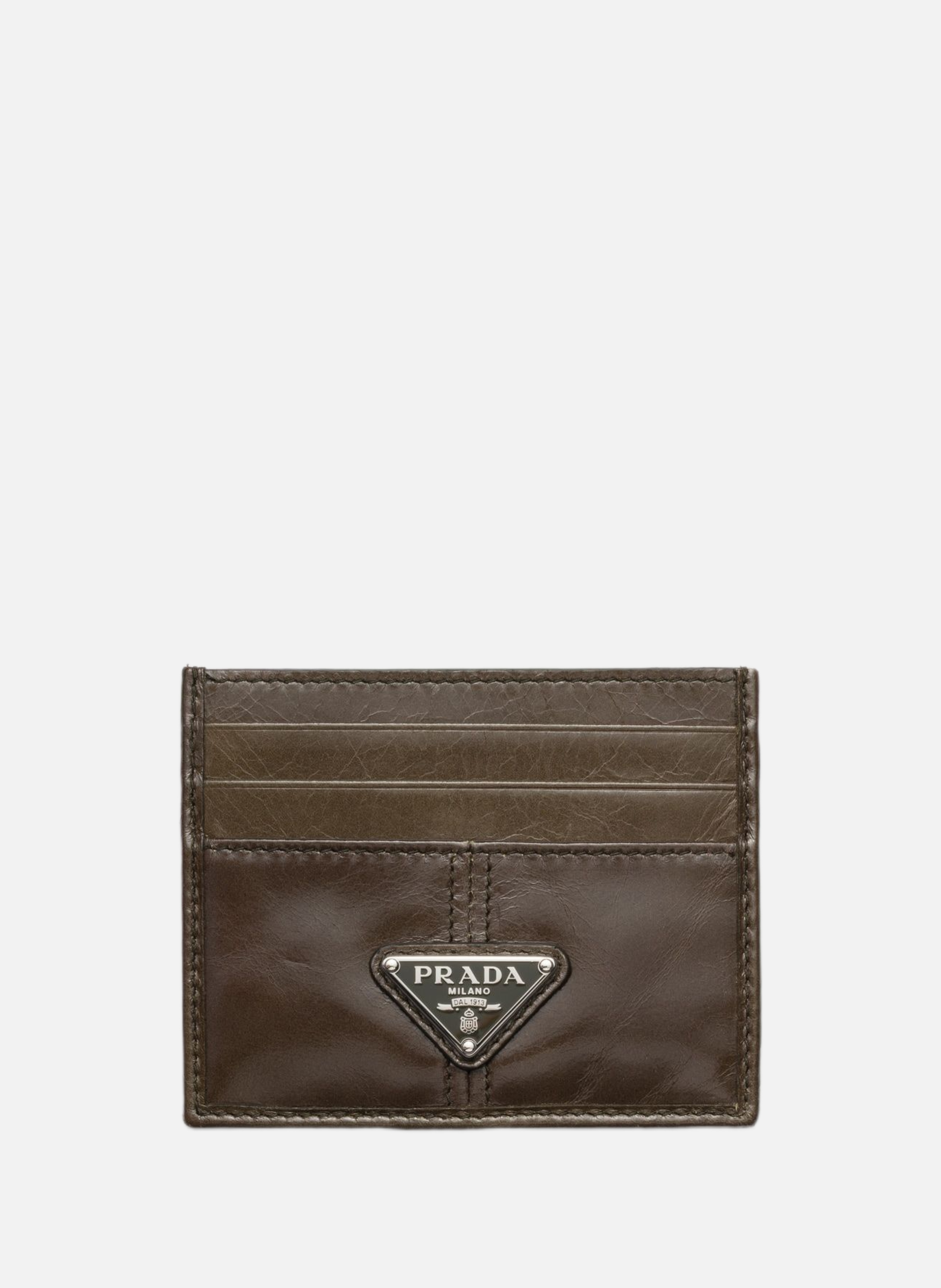 Porte-cartes en cuir PRADA Vert