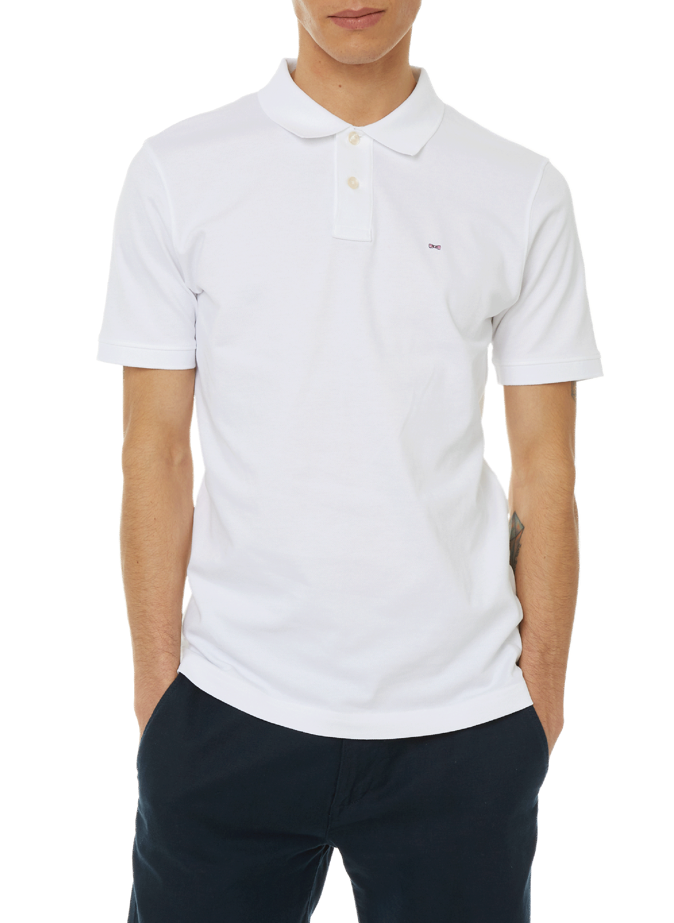 EDEN PARK Polo uni en piqué de coton Blanc