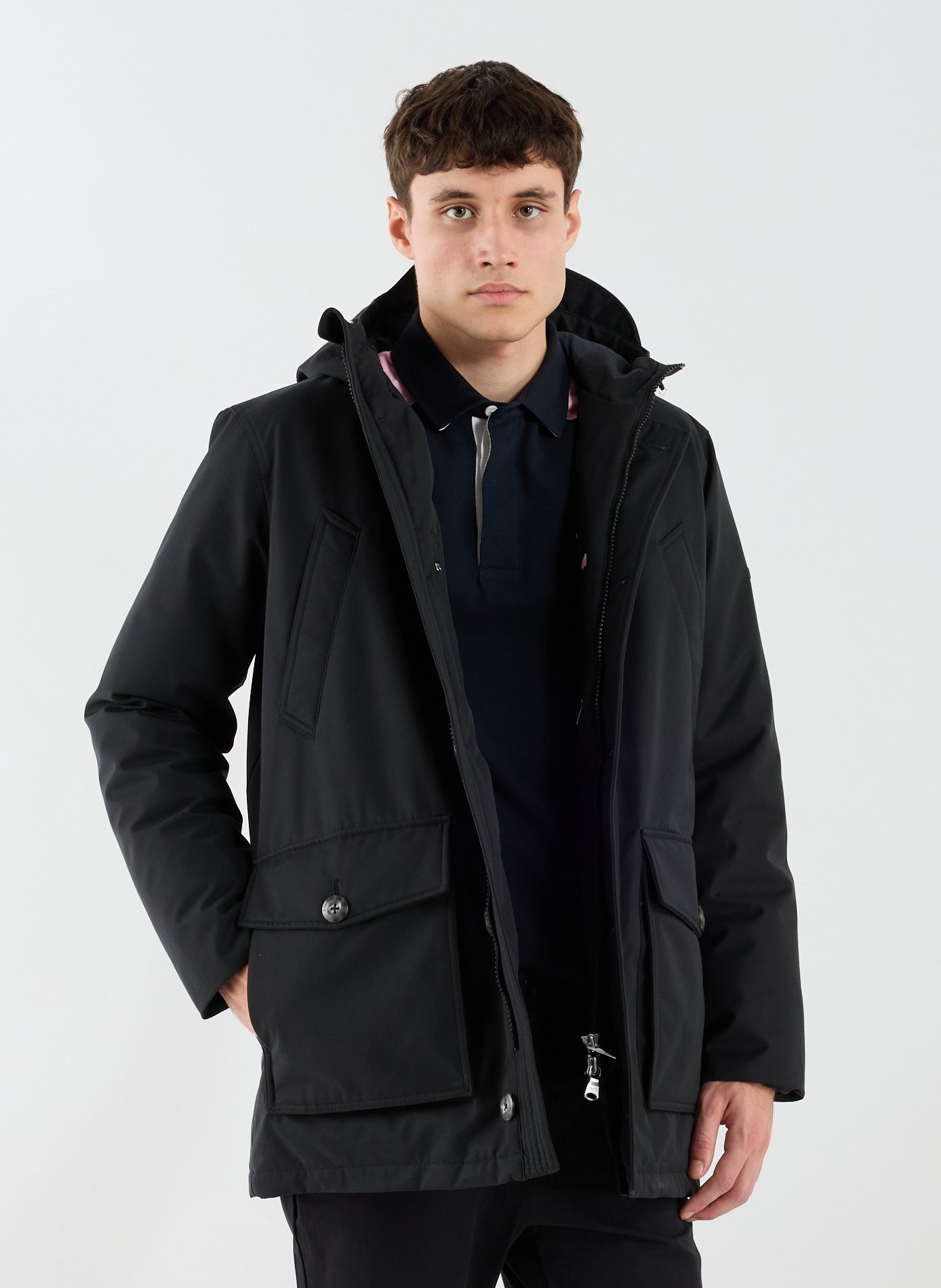 EDEN PARK Parka mi longue à capuche Noir